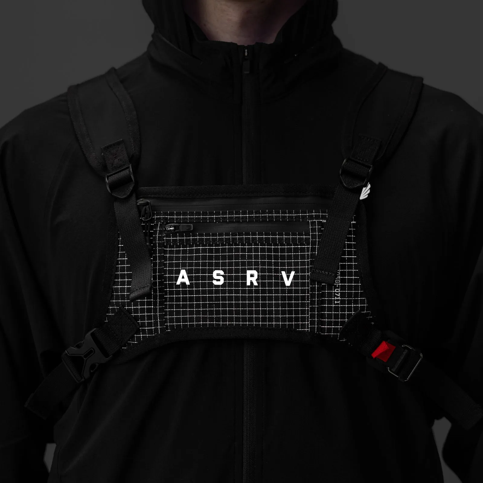 0711. Cordura® Lightweight Chest Pack - Black "Grid"