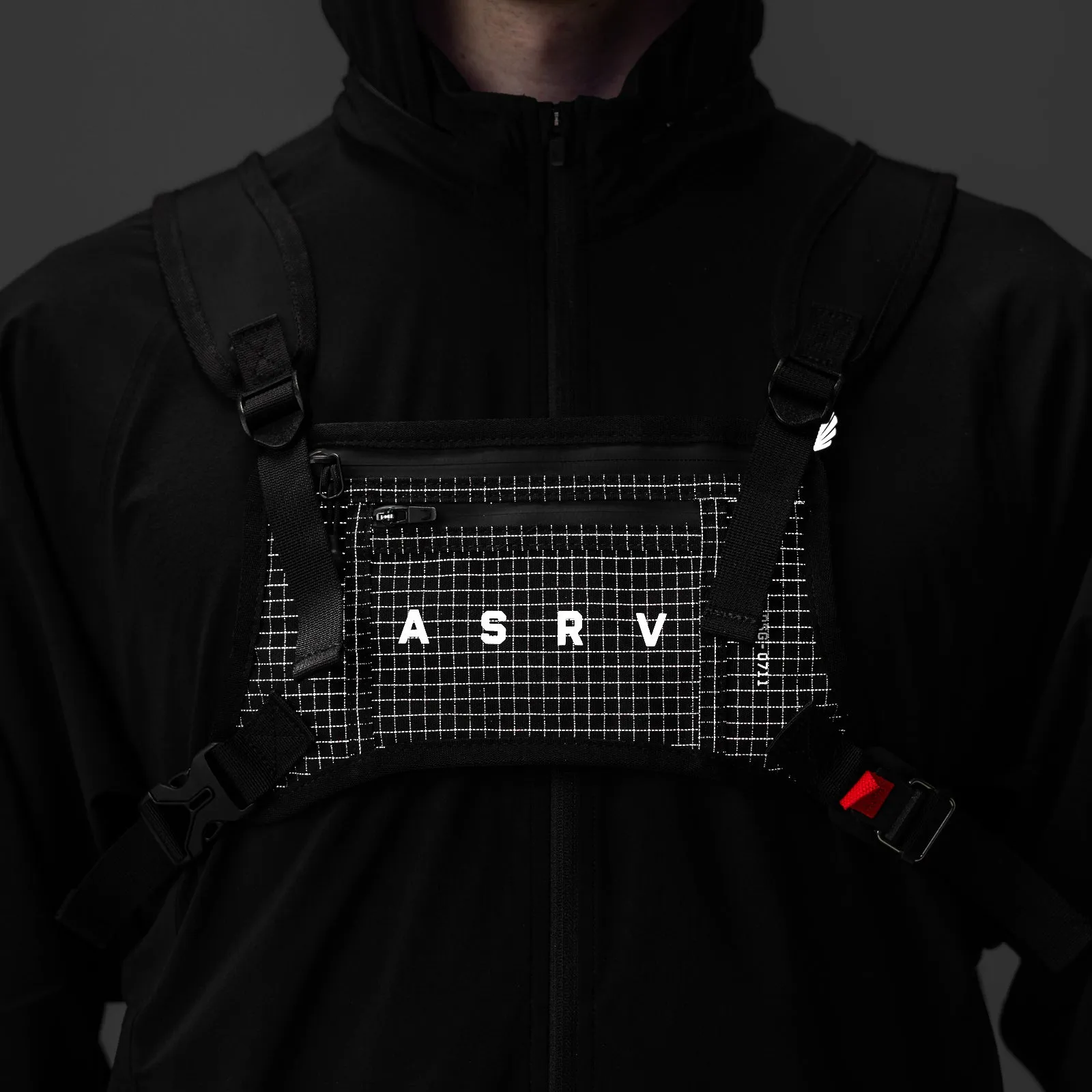 0711. Cordura® Lightweight Chest Pack - Black "Grid"