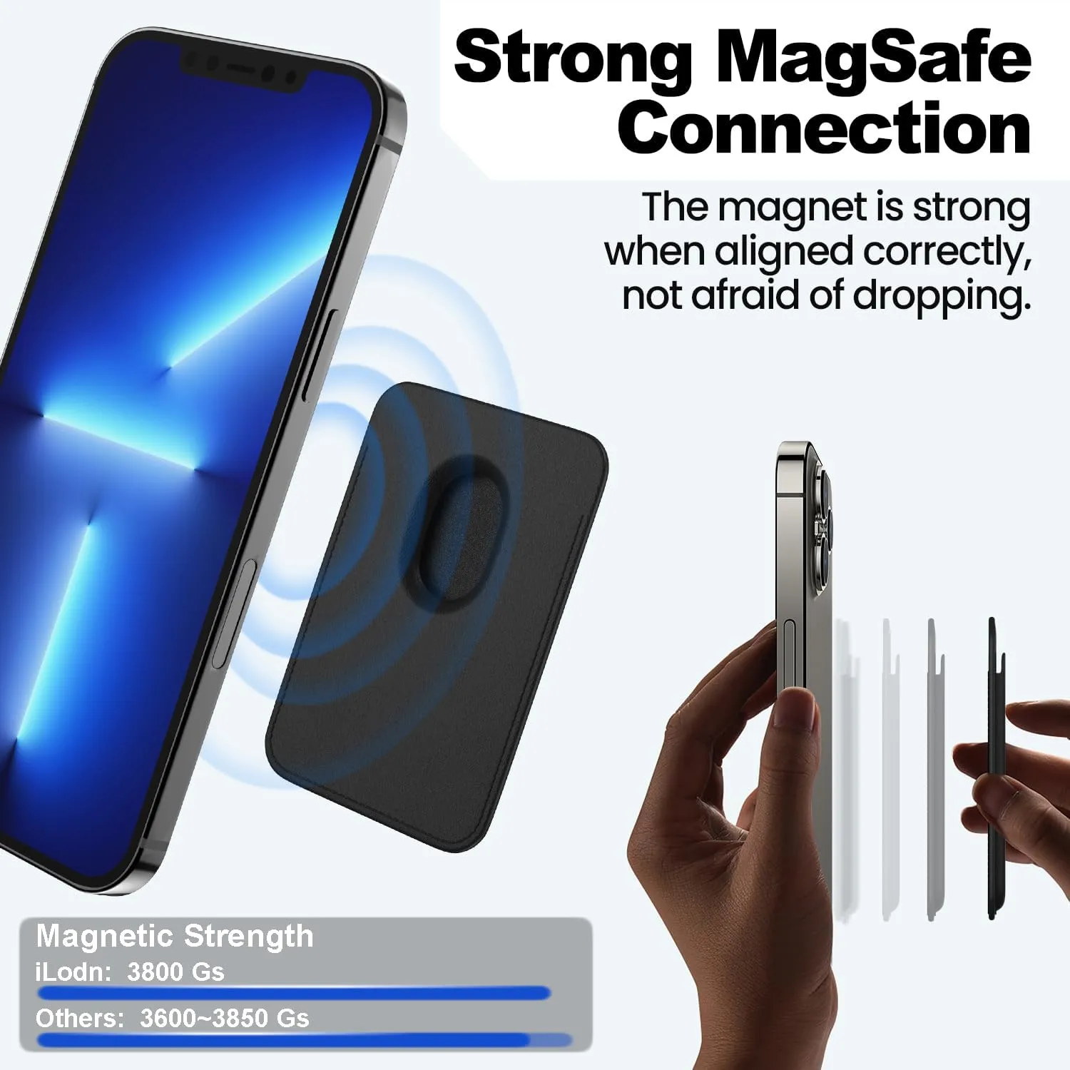 [2 Pack] Magnetic Wallet Compatible with MagSafe for iPhone 16 15 14 13 12 Pro Max Plus Model, Upgraded Mag 3 Safe Card Holder Stick on for Apple Cell Phone, Midnight&Gray