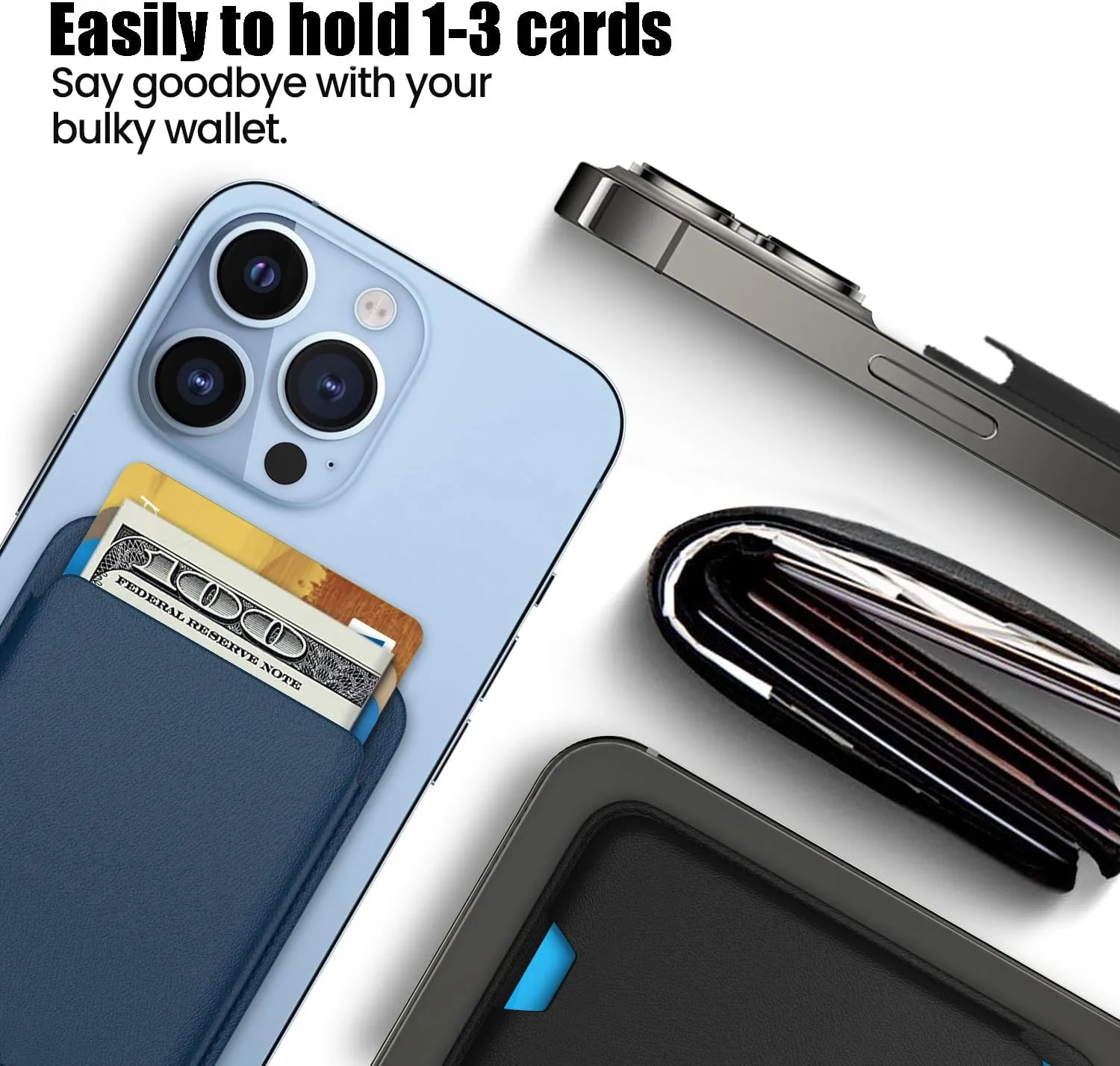 [2 Pack] Magnetic Wallet Compatible with MagSafe for iPhone 16 15 14 13 12 Pro Max Plus Model, Upgraded Mag 3 Safe Card Holder Stick on for Apple Cell Phone, Midnight&Gray