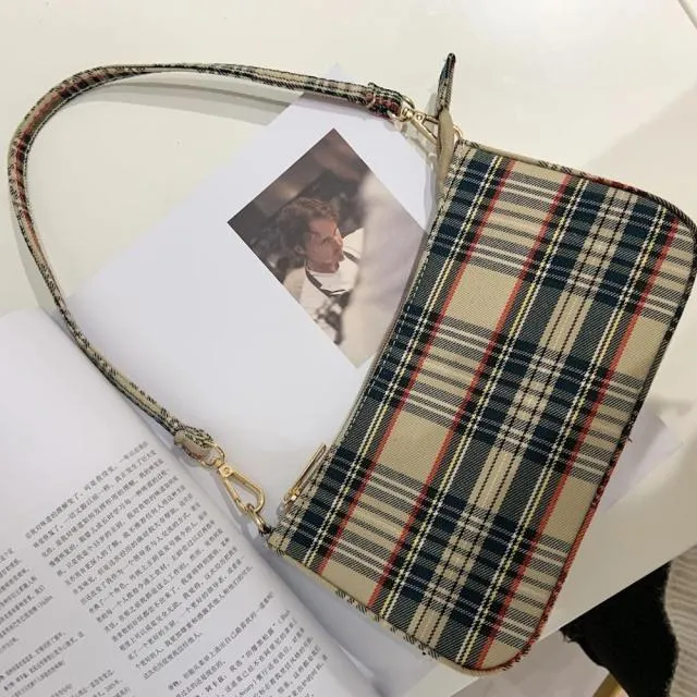 2021 Vintage Plaid Women Bag Bolsas Luxury Designer Handbags Ladies Leather Handbags Messenger Purse Retro Baguette Tote Bags