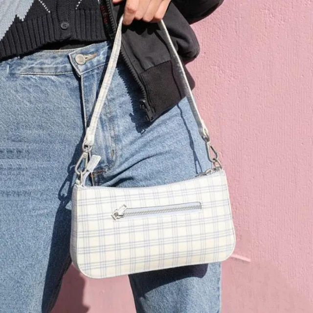 2021 Vintage Plaid Women Bag Bolsas Luxury Designer Handbags Ladies Leather Handbags Messenger Purse Retro Baguette Tote Bags