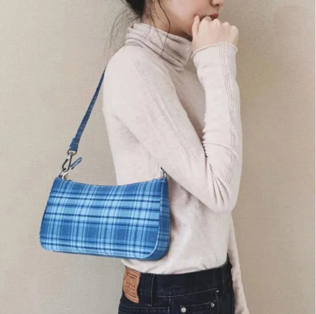 2021 Vintage Plaid Women Bag Bolsas Luxury Designer Handbags Ladies Leather Handbags Messenger Purse Retro Baguette Tote Bags