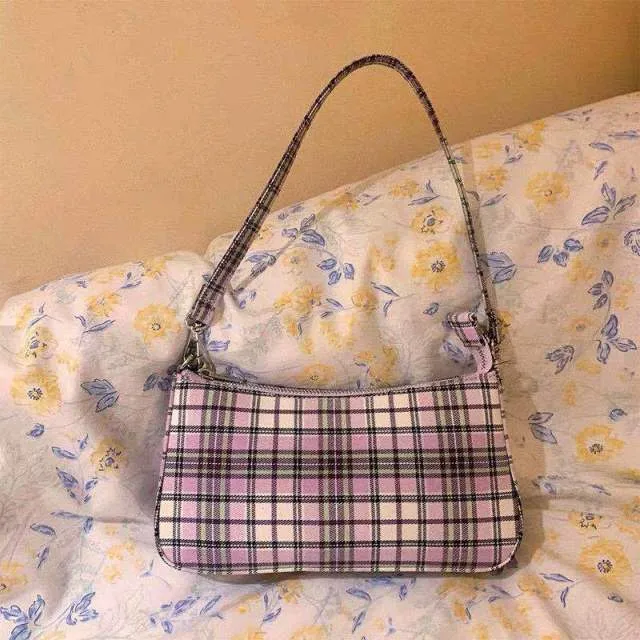 2021 Vintage Plaid Women Bag Bolsas Luxury Designer Handbags Ladies Leather Handbags Messenger Purse Retro Baguette Tote Bags