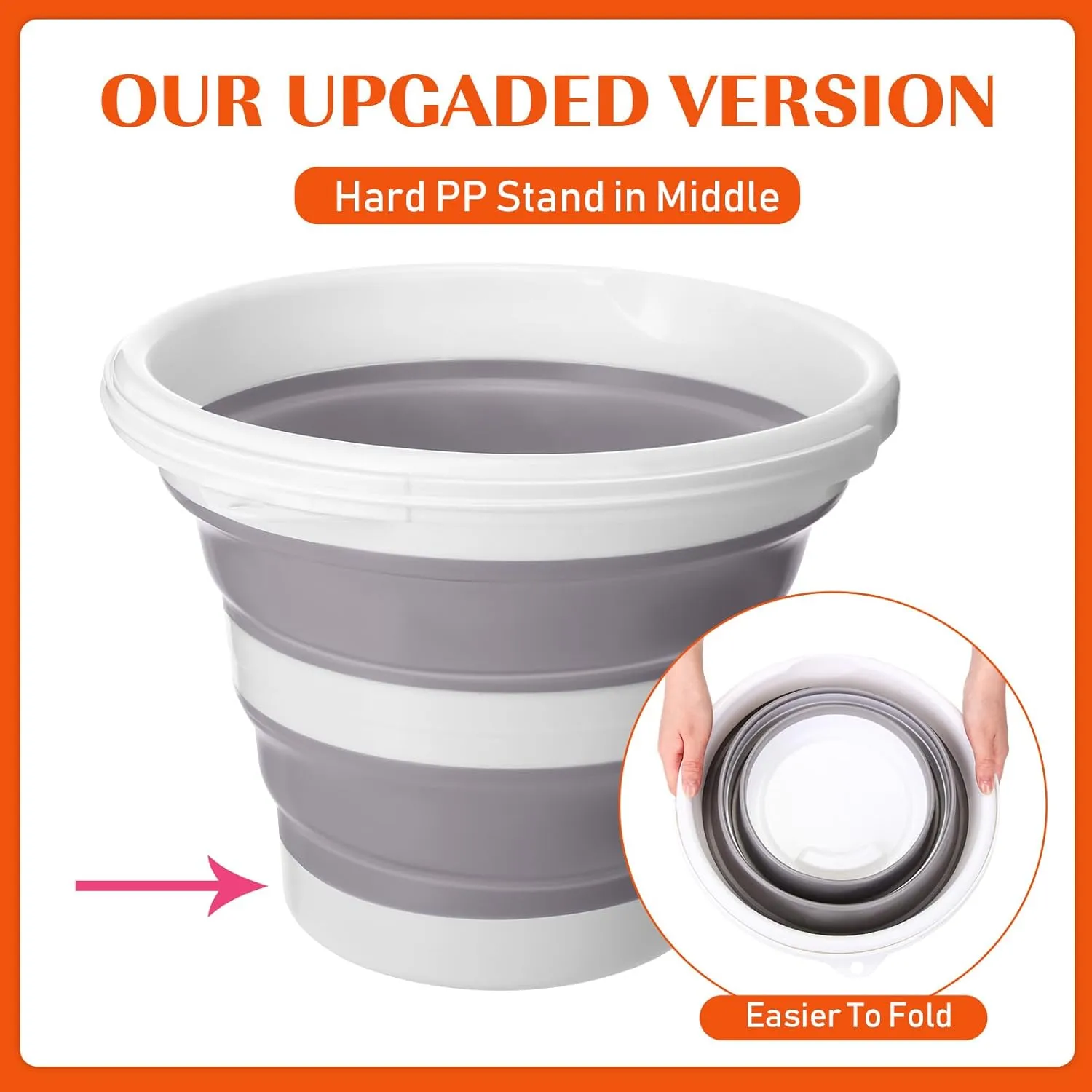 4 Pcs Collapsible Bucket Small Cleaning Bucket with Handle 2. 6 Gallon (10l) with Each, Foldable Round Tub for Household Outdoor Car Washing Portable Camping Beach Sand Tub(Blue, Pink, Orange, Gray)