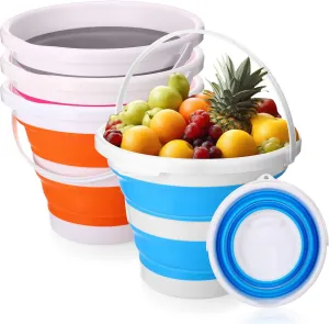 4 Pcs Collapsible Bucket Small Cleaning Bucket with Handle 2. 6 Gallon (10l) with Each, Foldable Round Tub for Household Outdoor Car Washing Portable Camping Beach Sand Tub(Blue, Pink, Orange, Gray)