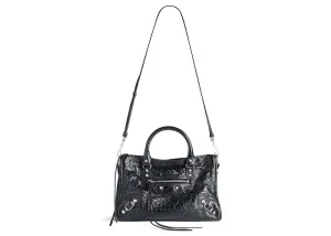 Balenciaga Le City Small Bag In Black Arena Lambskin Shiny Silver Hardware Black (8114422Aa9S1000)