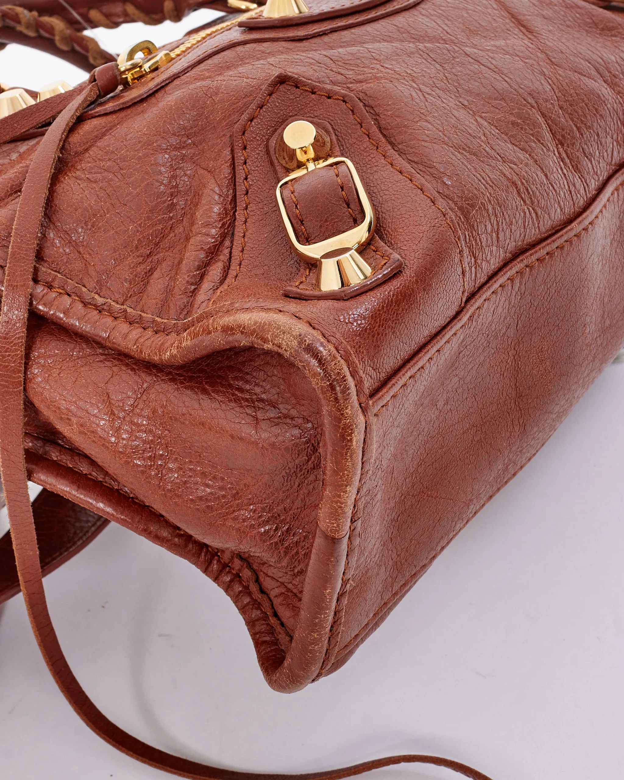 Balenciaga Tan Leather Motocross Classic Mini City Bag