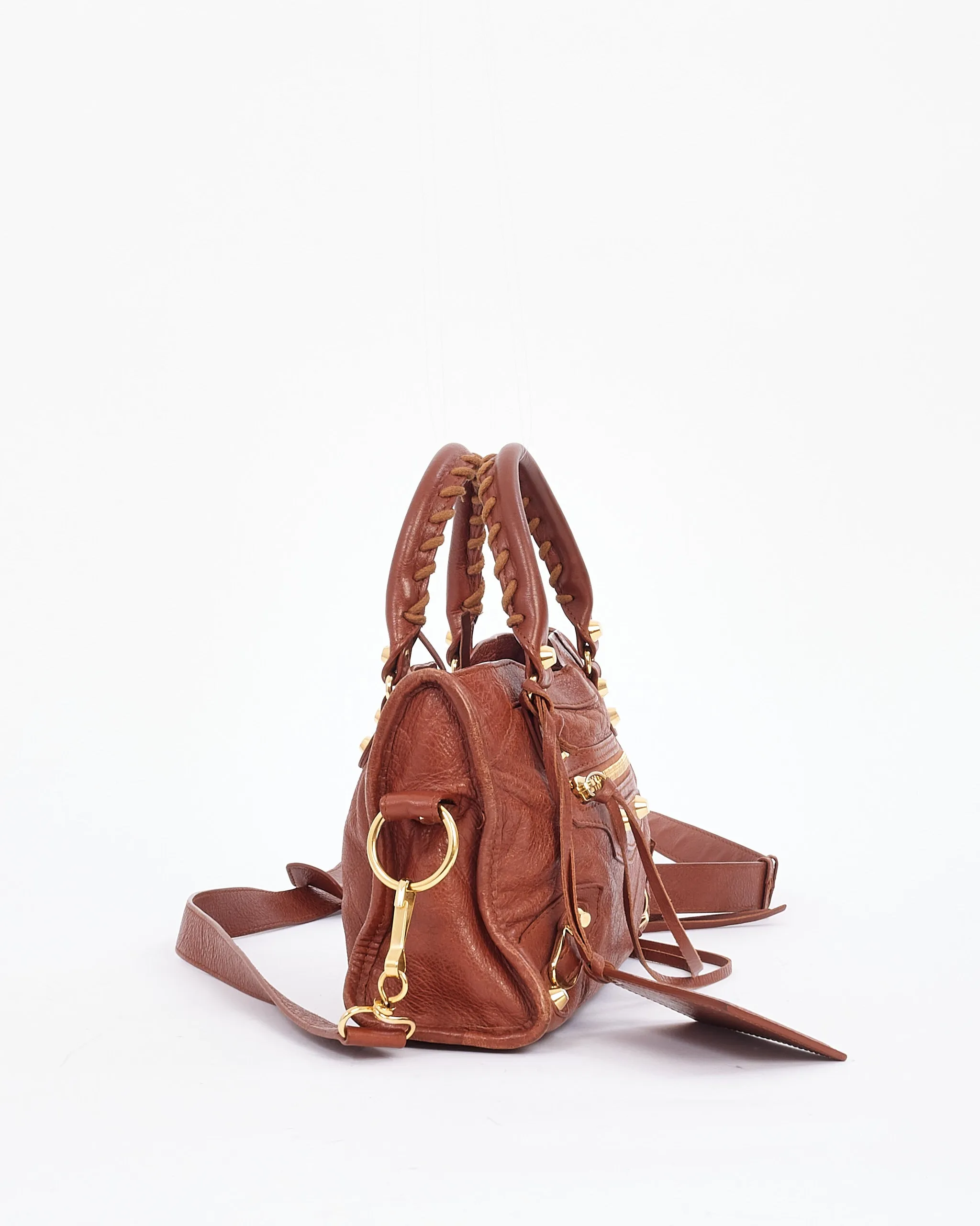 Balenciaga Tan Leather Motocross Classic Mini City Bag