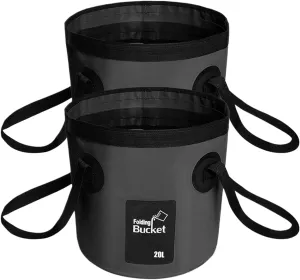 BANCHELLE Collapsible Bucket Water Container Portable Folding Camp Wash Basin for Outdoor Traveling Hiking Fishing Car Washing Gardening Camping 2 PCS