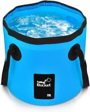 BANCHELLE Collapsible Bucket Water Container Portable Folding Camp Wash Basin for Outdoor Traveling Hiking Fishing Car Washing Gardening Camping (Blue, 20L)