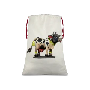 Black and White Cow Sublimation Linen Drawstring Sack