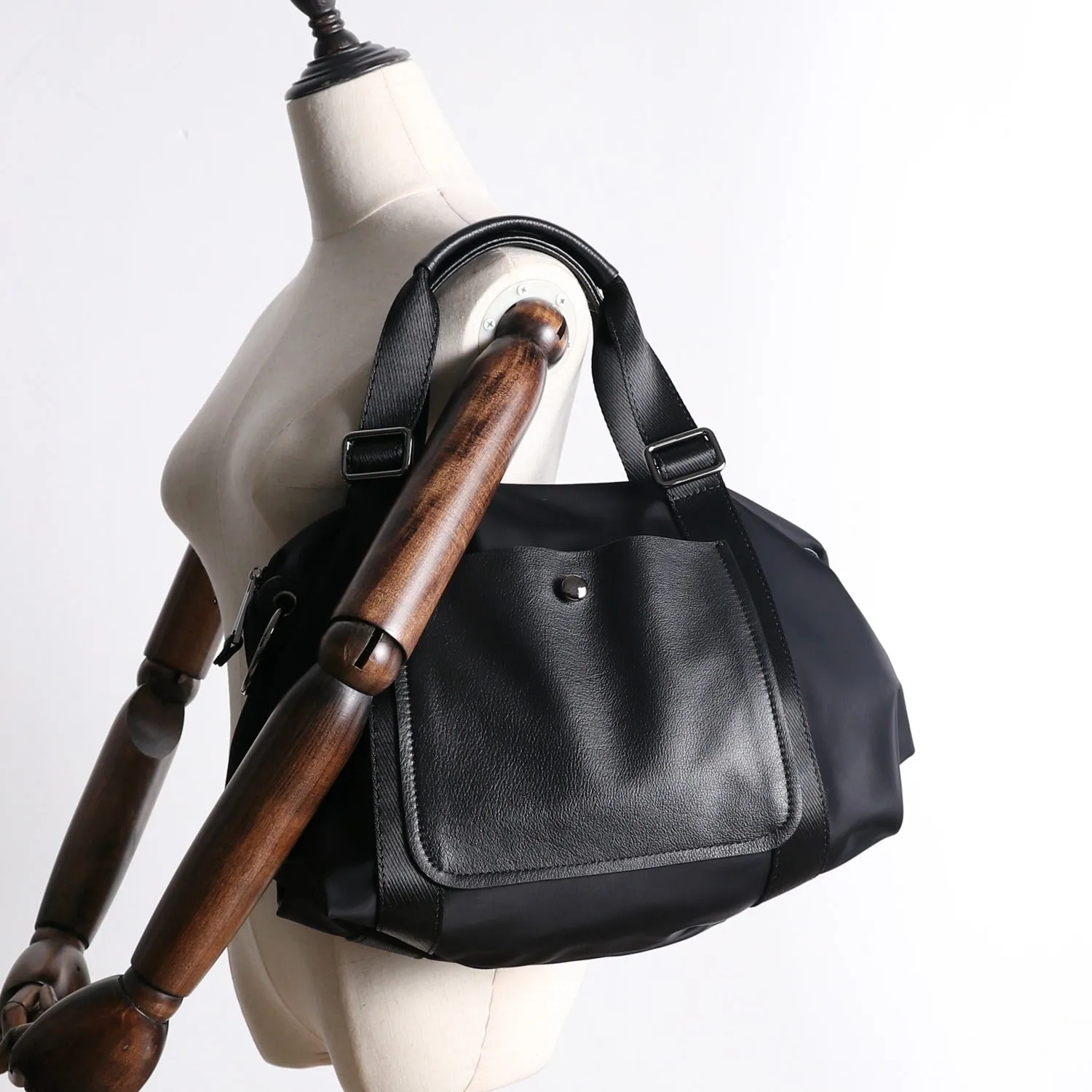 Black Nylon Shoulder Bag Handbag Women's Nylon Crossbody Bag Black Crossbody Nylon Bag
