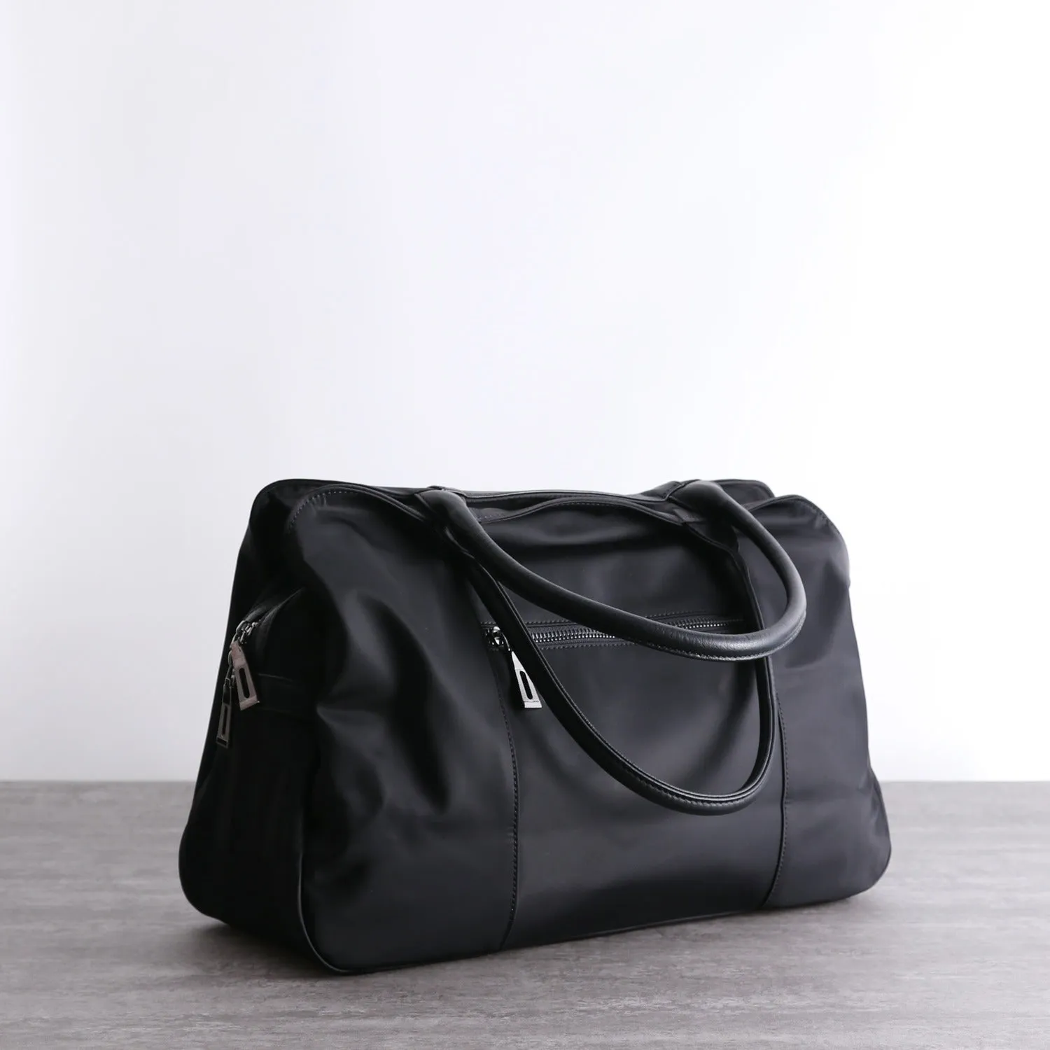 Black Womens Nylon Handbag Leather Nylon Shoulder Bag Nylon Crossbody Bag Black Crossbody Handbag