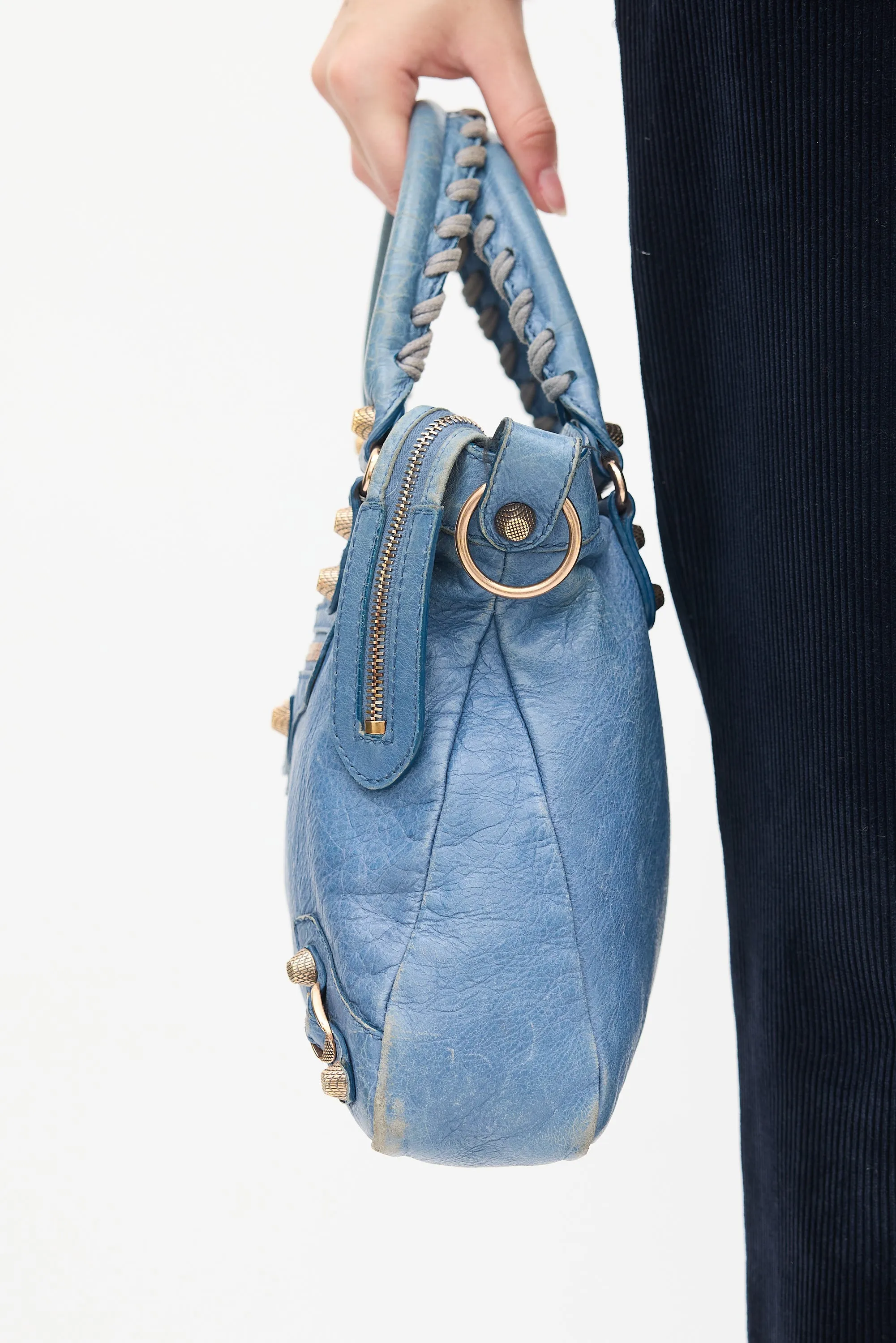 Blue Leather Motocross City Bag