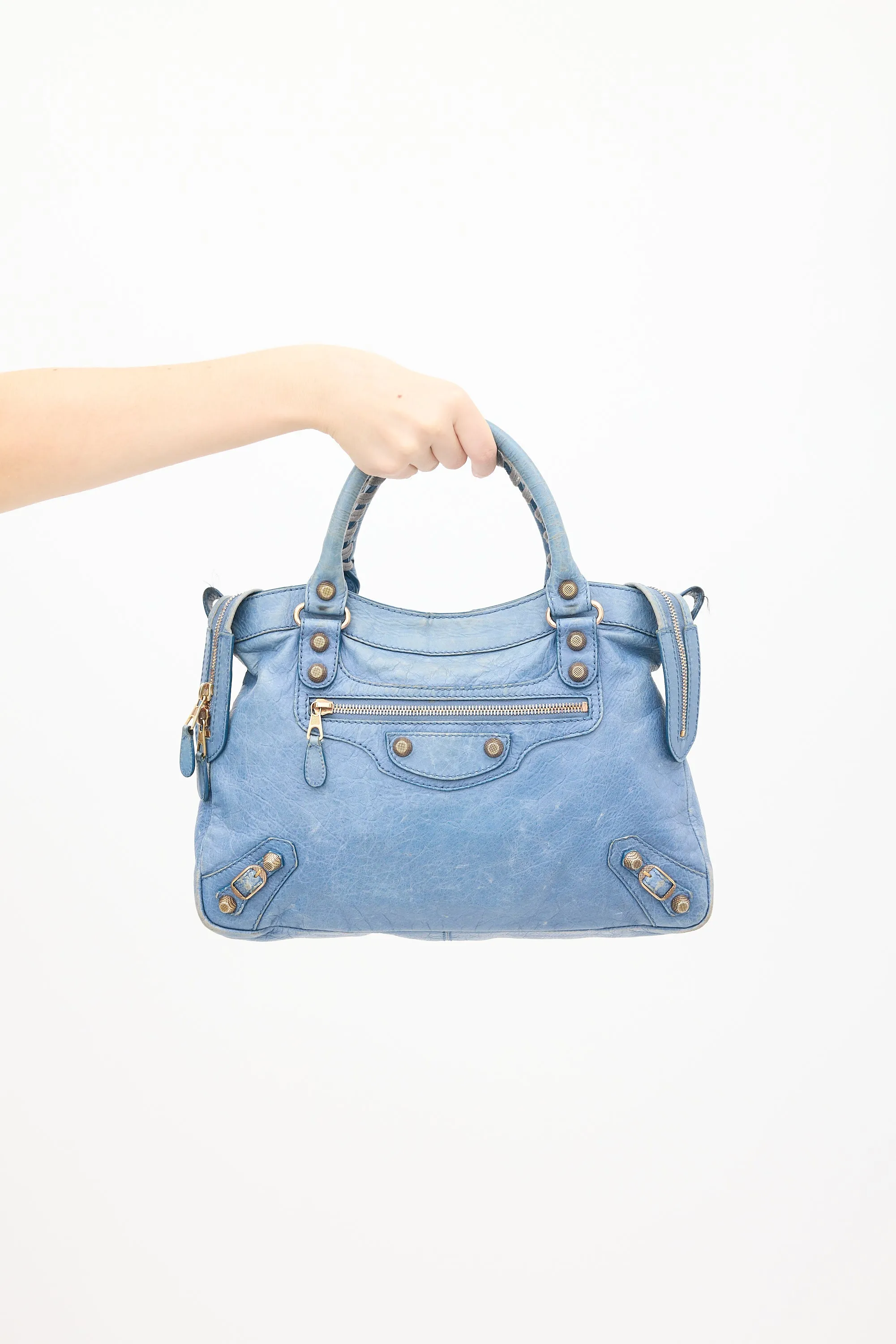 Blue Leather Motocross City Bag