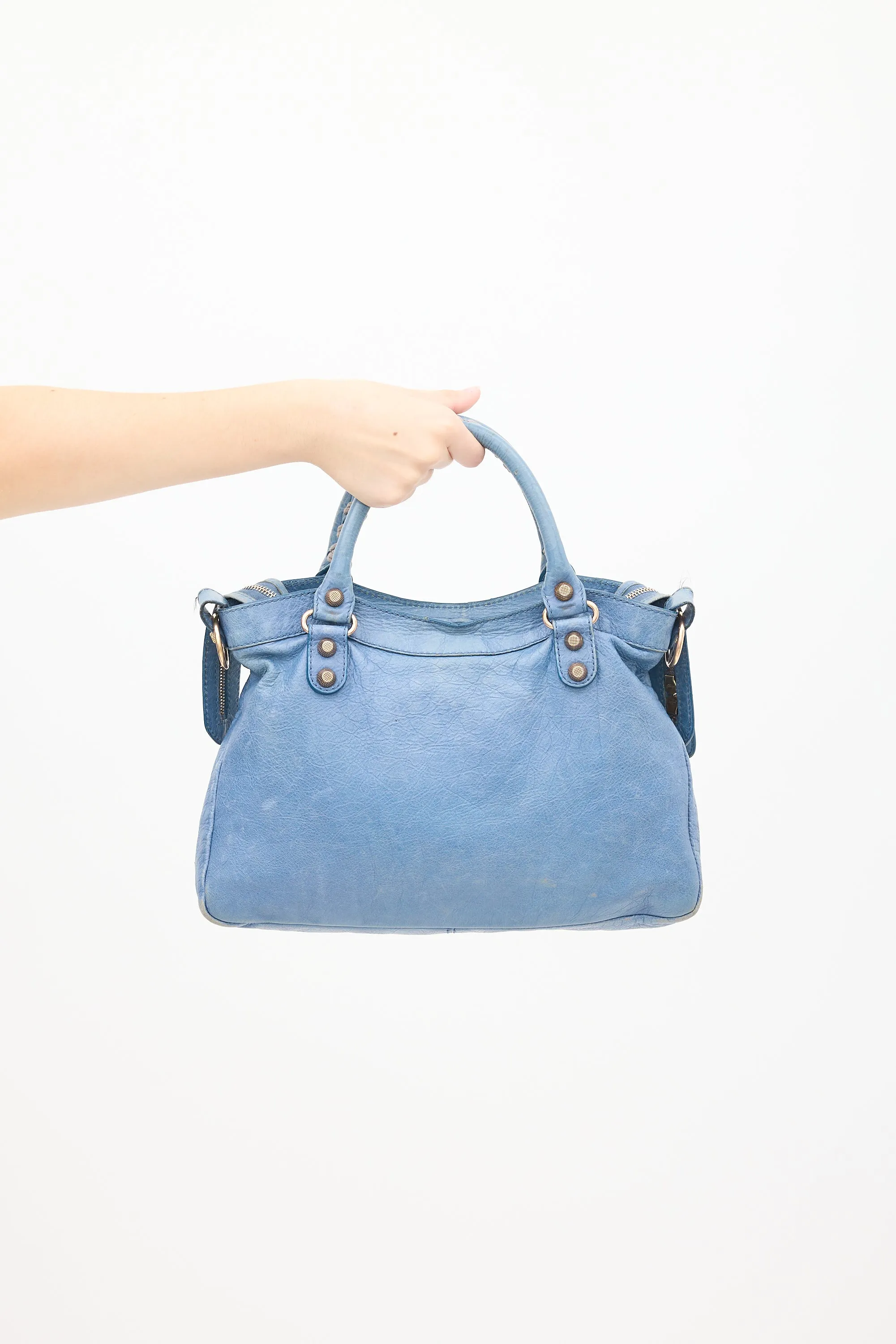 Blue Leather Motocross City Bag