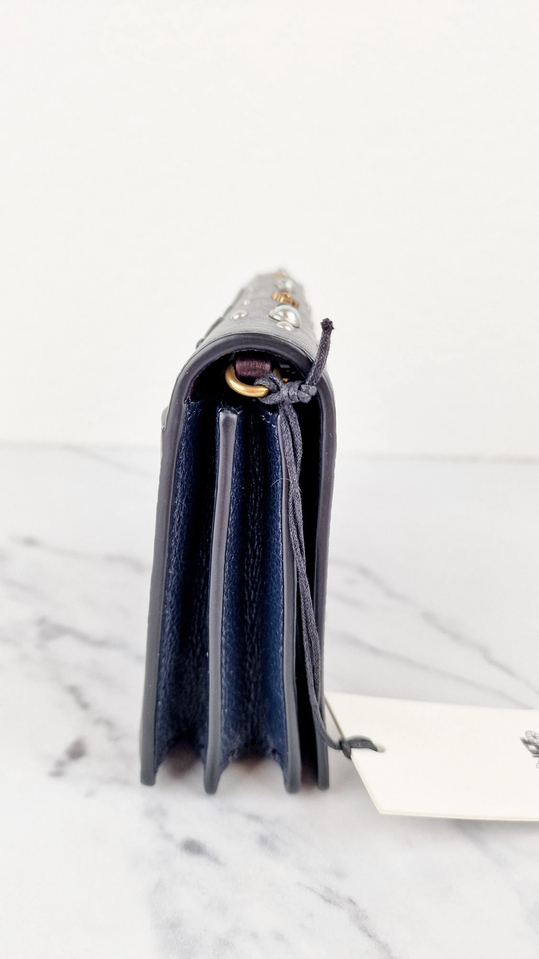 Callie Foldover Clutch With Prairie Rivets Midnight Navy Blue - Coach 31731