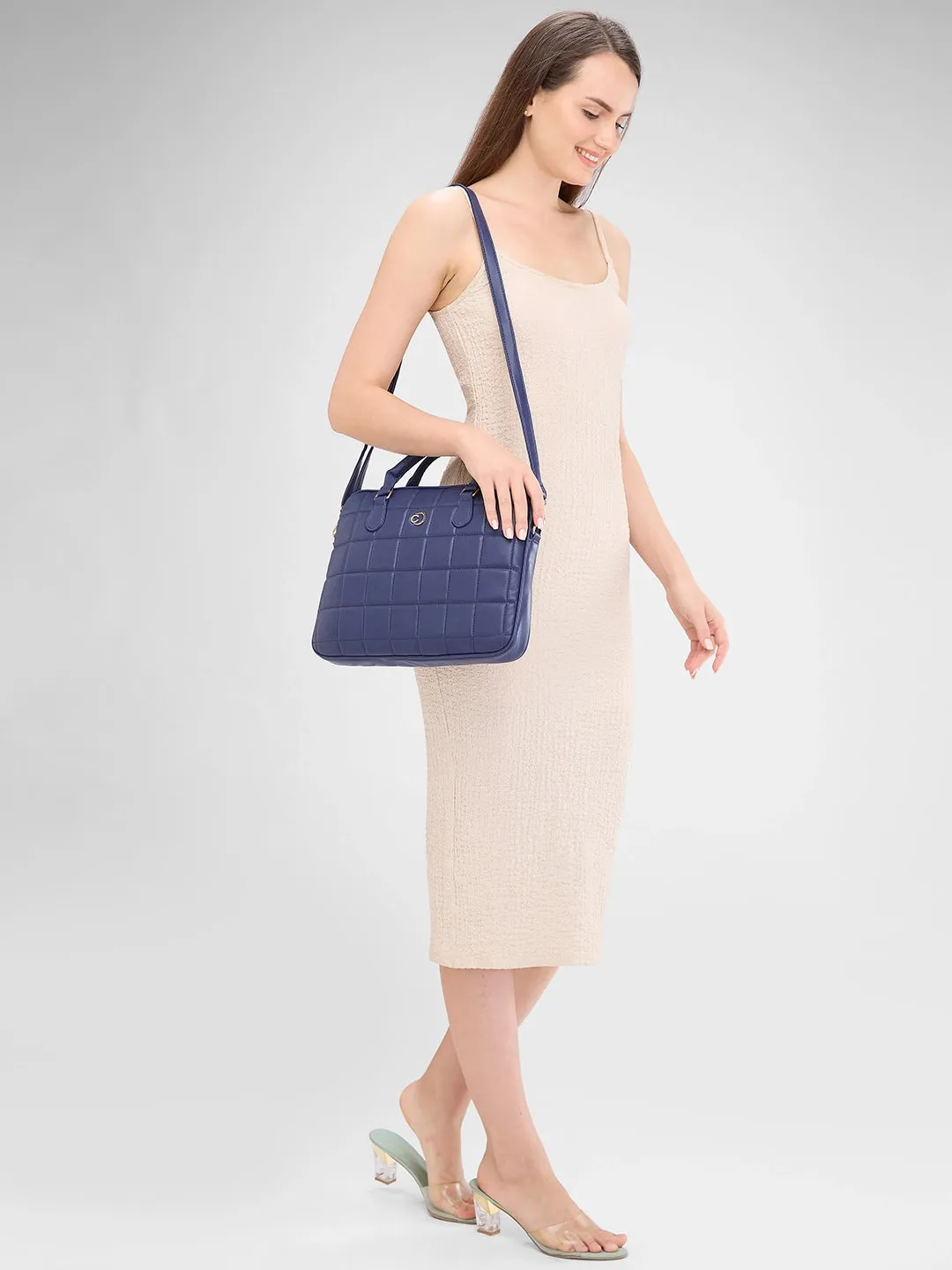 Caprese Braxton Quilted Laptop Sleeve Medium Navy