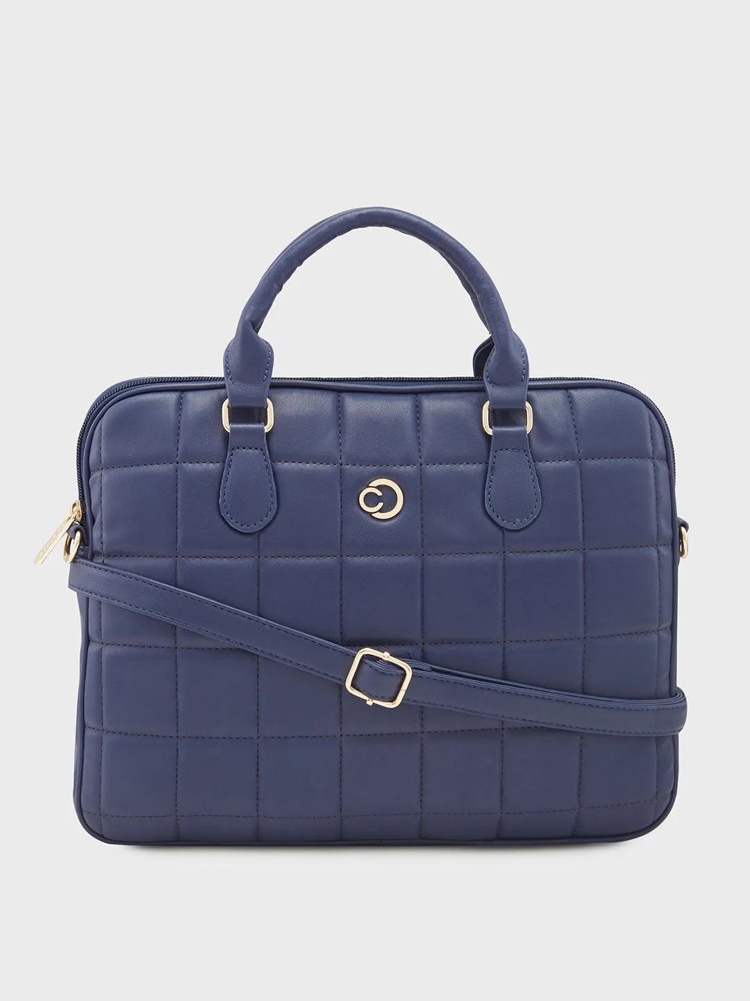 Caprese Braxton Quilted Laptop Sleeve Medium Navy