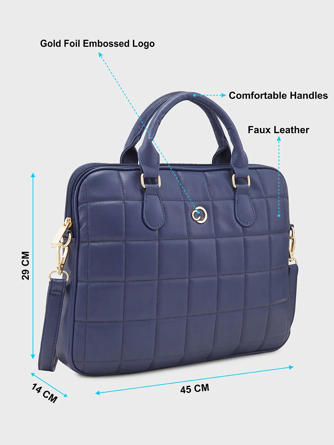 Caprese Braxton Quilted Laptop Sleeve Medium Navy