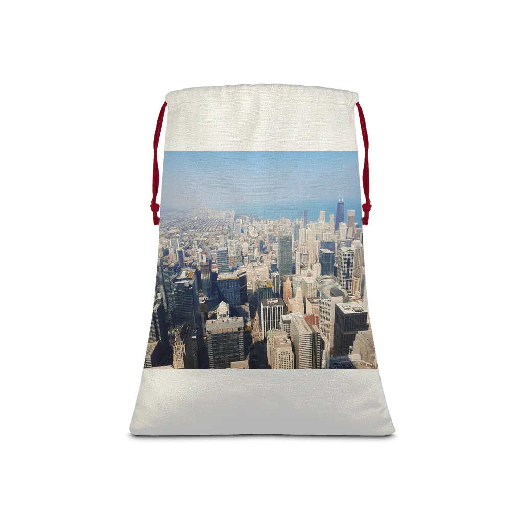 Chicago Skyline Sublimation Linen Drawstring Sack