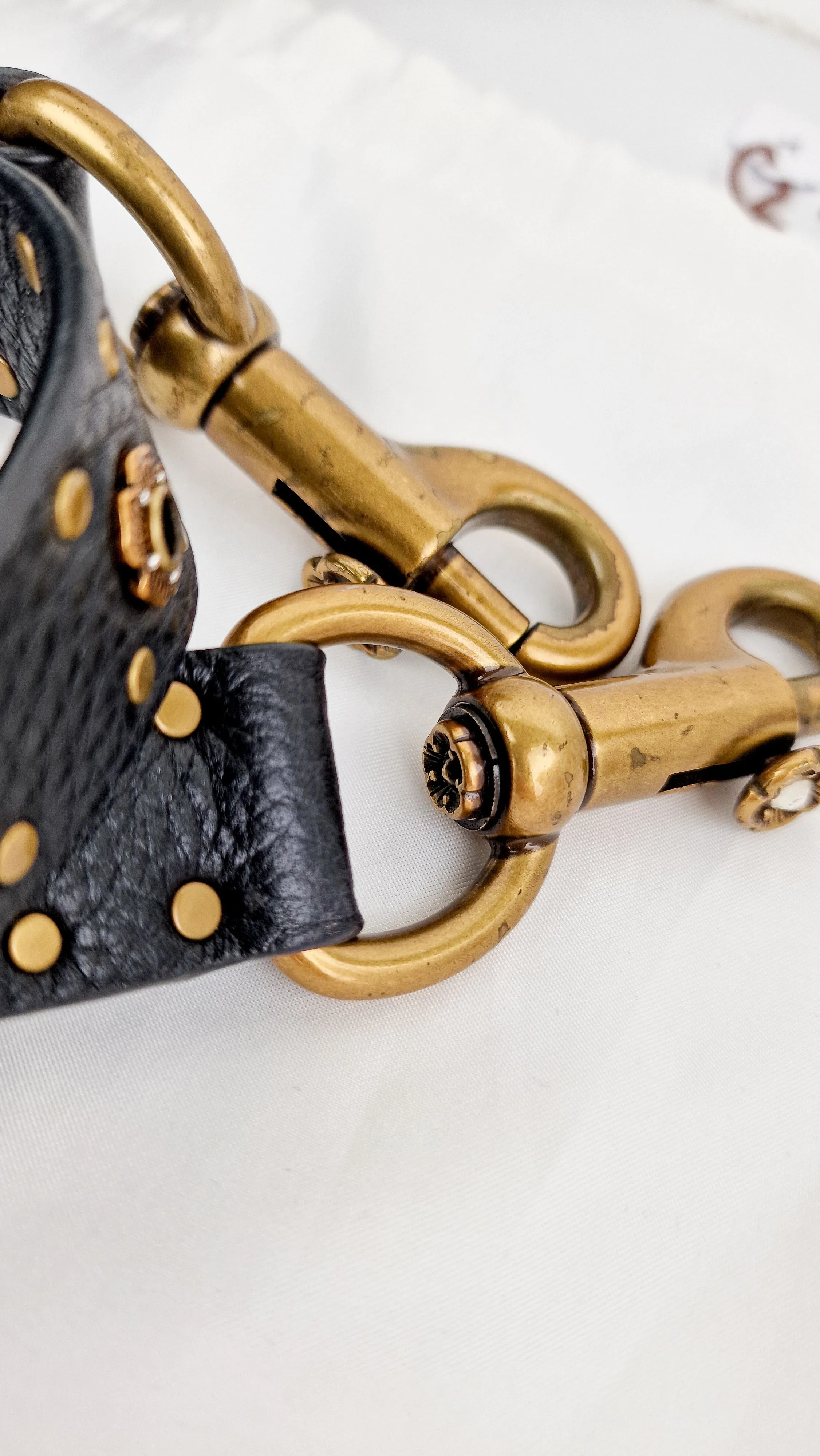 Coach 1941 Duffle Bag with Border Rivets in Black Pebble Leather with Zip Top Tea Rose - Crossbody bag