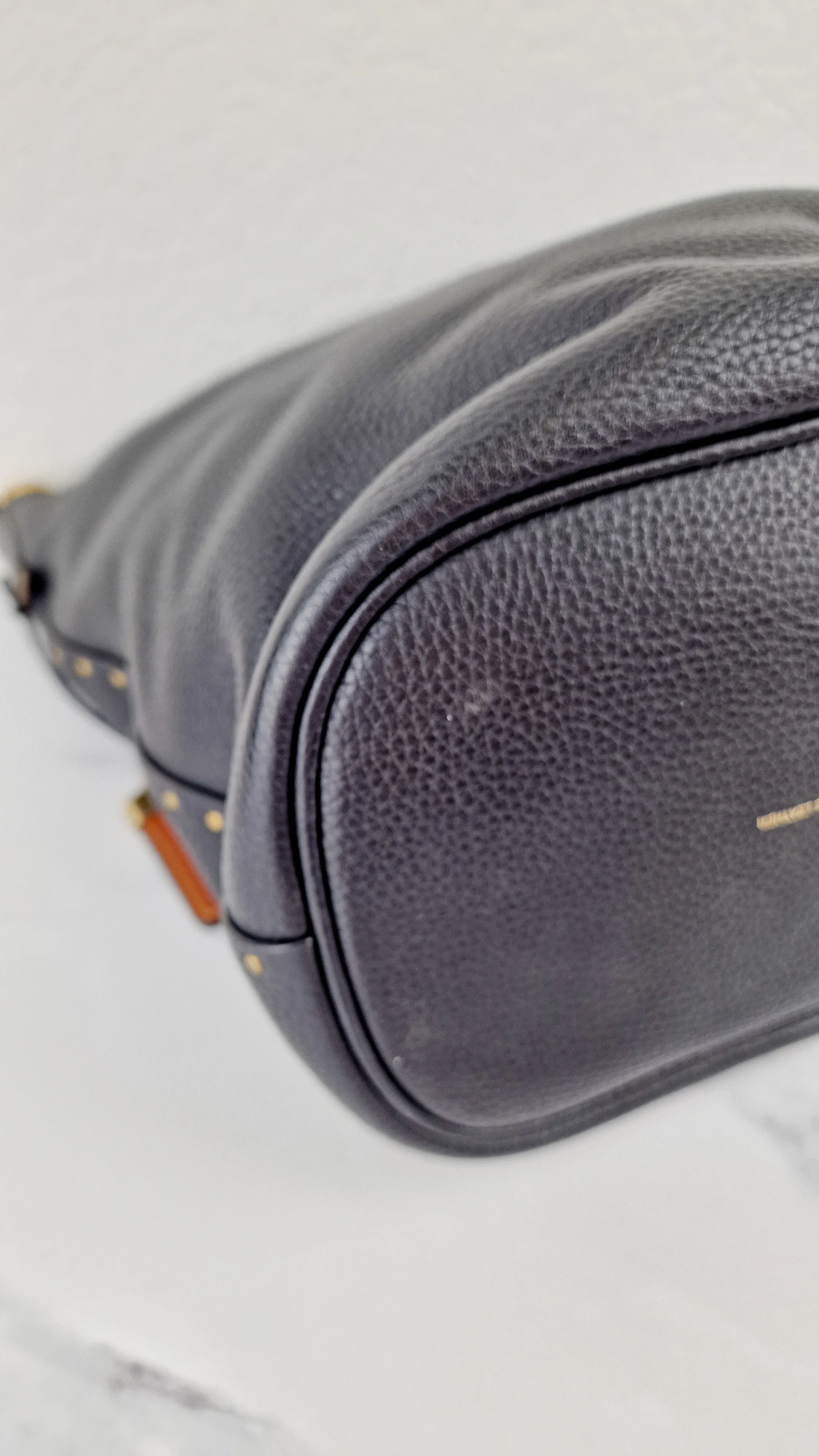Coach 1941 Duffle Bag with Border Rivets in Black Pebble Leather with Zip Top Tea Rose - Crossbody bag