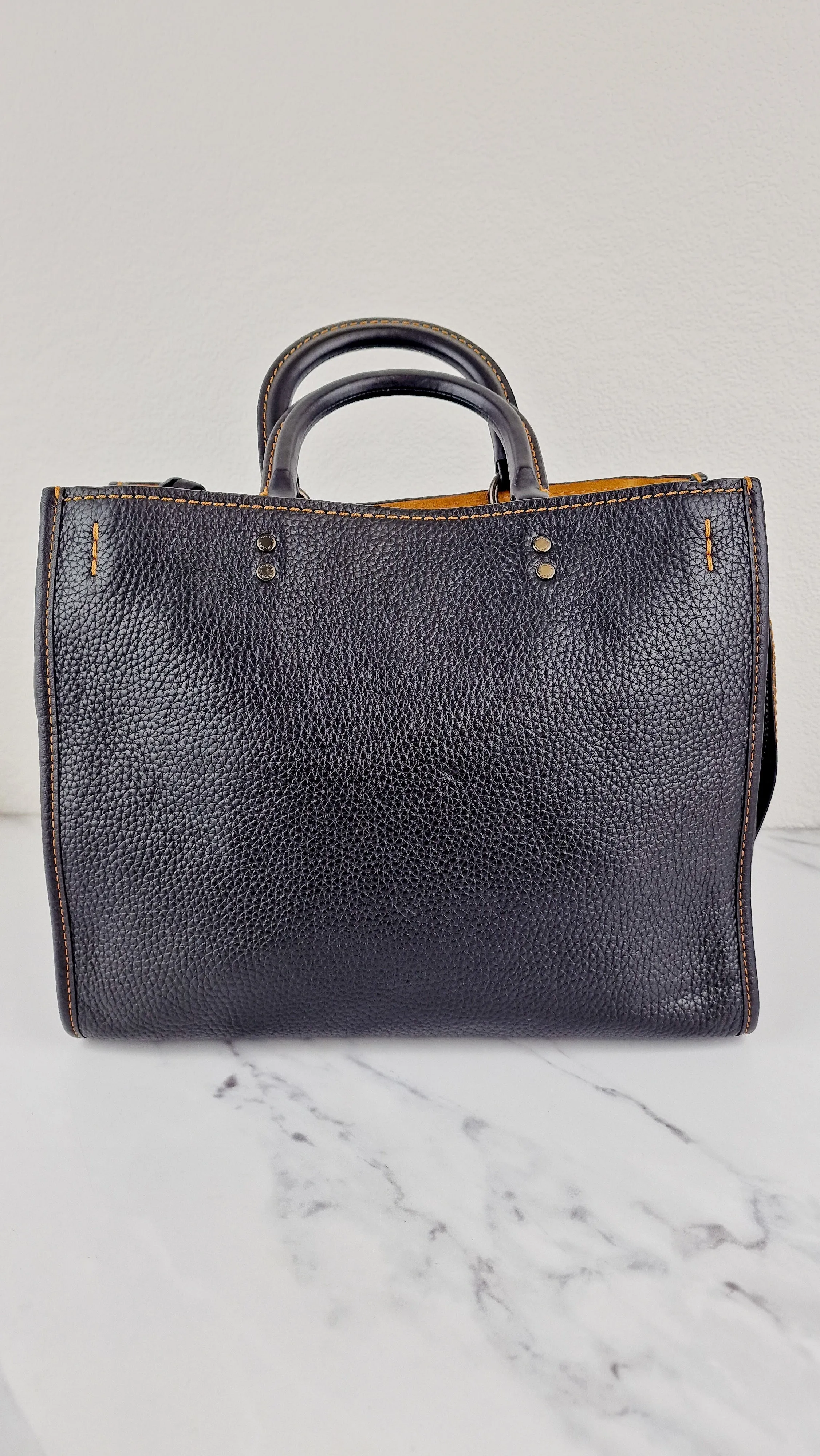 Coach 1941 Rogue 31 Bag in Black Pebble Leather Honey Suede Coach 38124