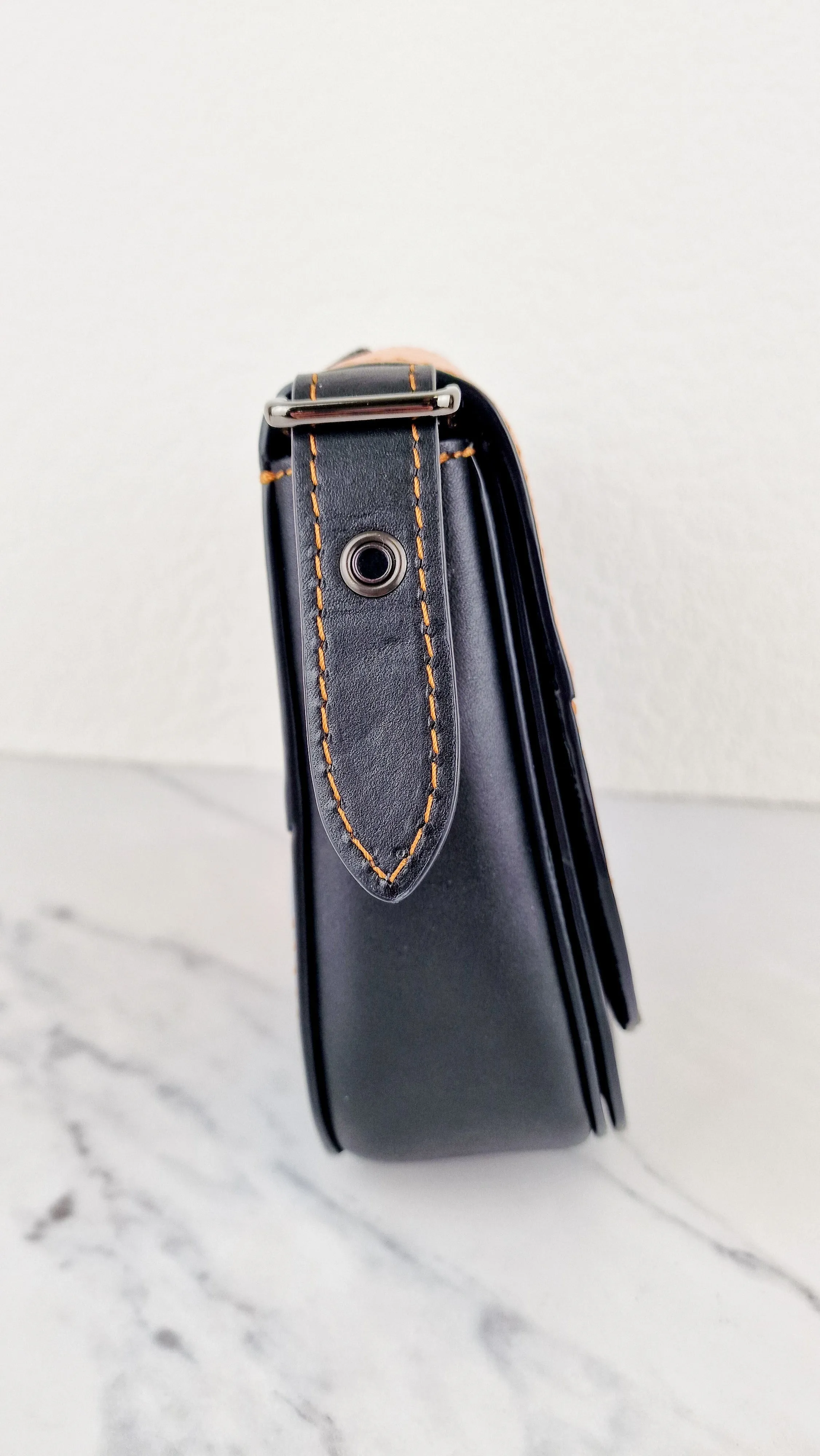 Coach 1941 Saddle 23 Bag in Black with Patchwork Orange Blue Green - Crossbody Shoulder Bag Coach 38482