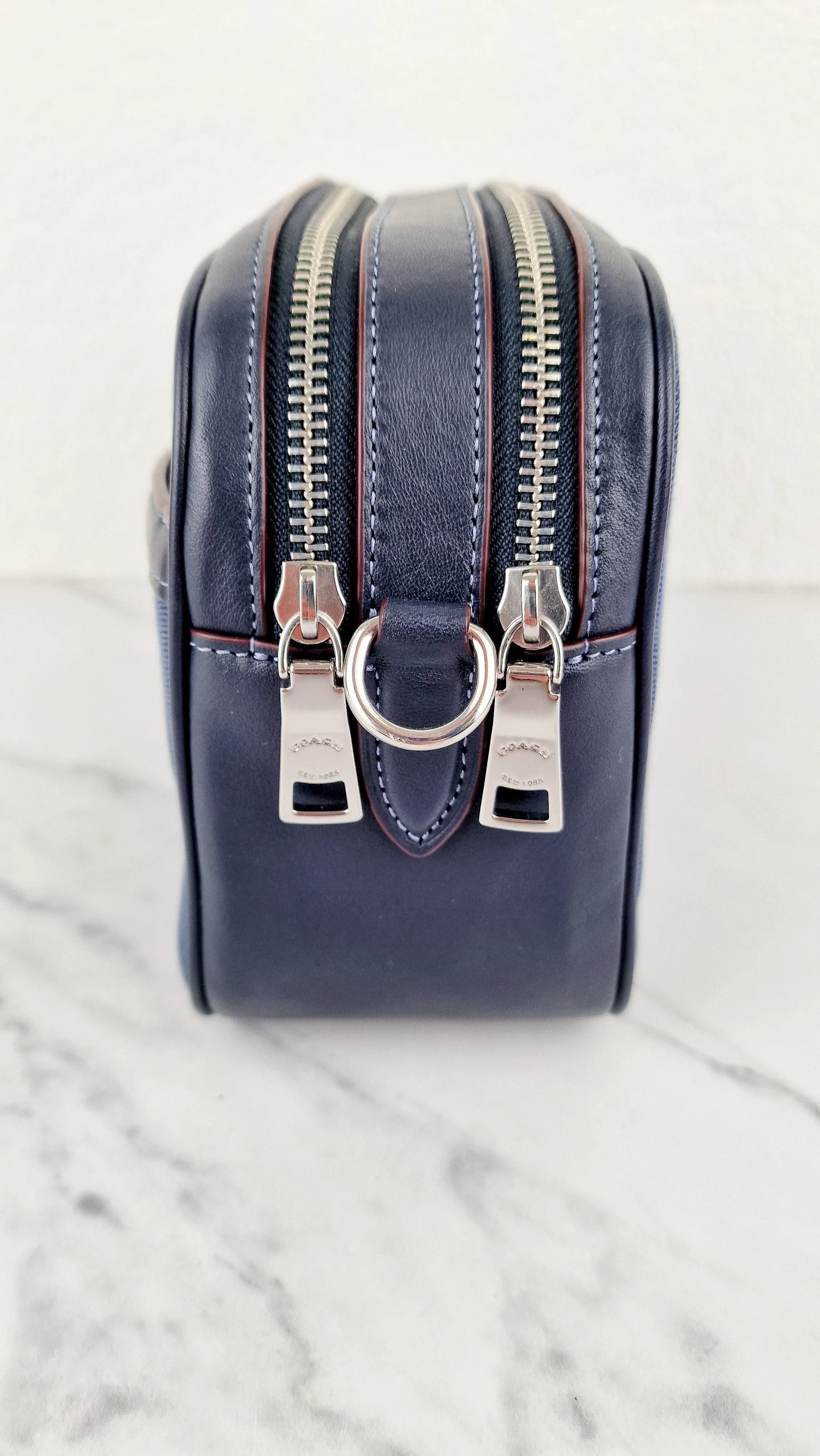 Coach Jes Crossbody Camera Bag in Denim & Navy Blue Leather - Coach 6519