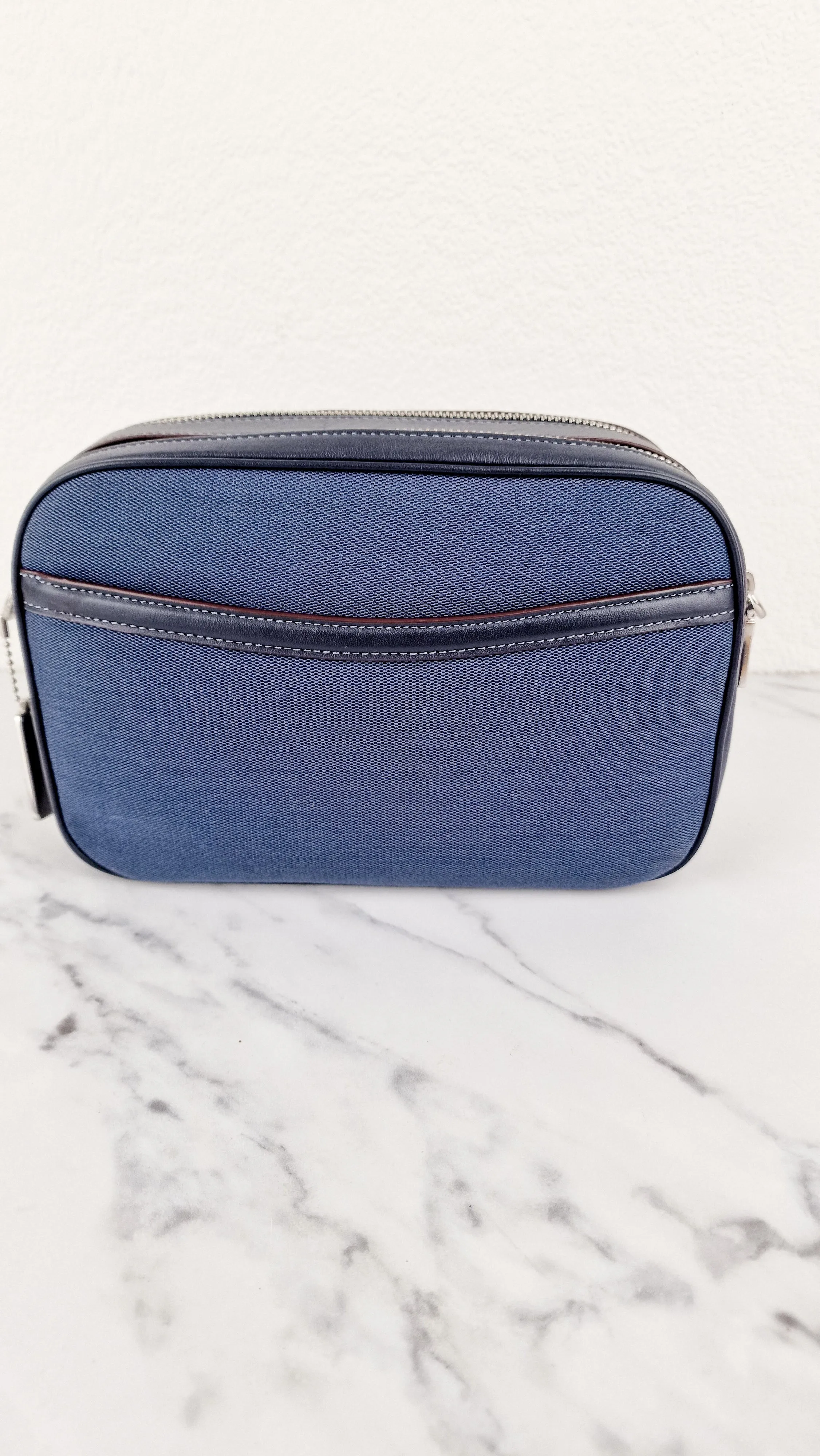 Coach Jes Crossbody Camera Bag in Denim & Navy Blue Leather - Coach 6519