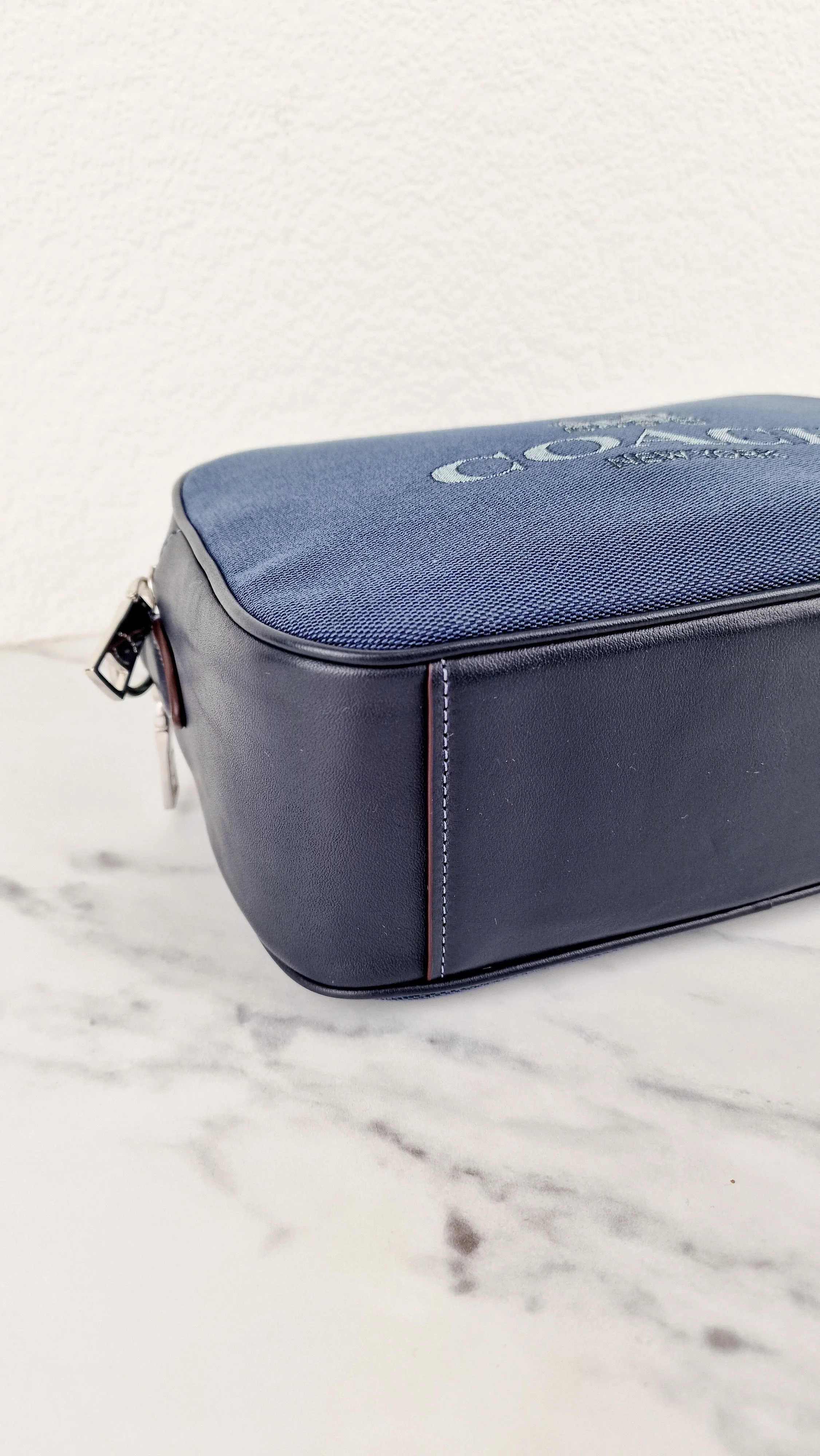 Coach Jes Crossbody Camera Bag in Denim & Navy Blue Leather - Coach 6519