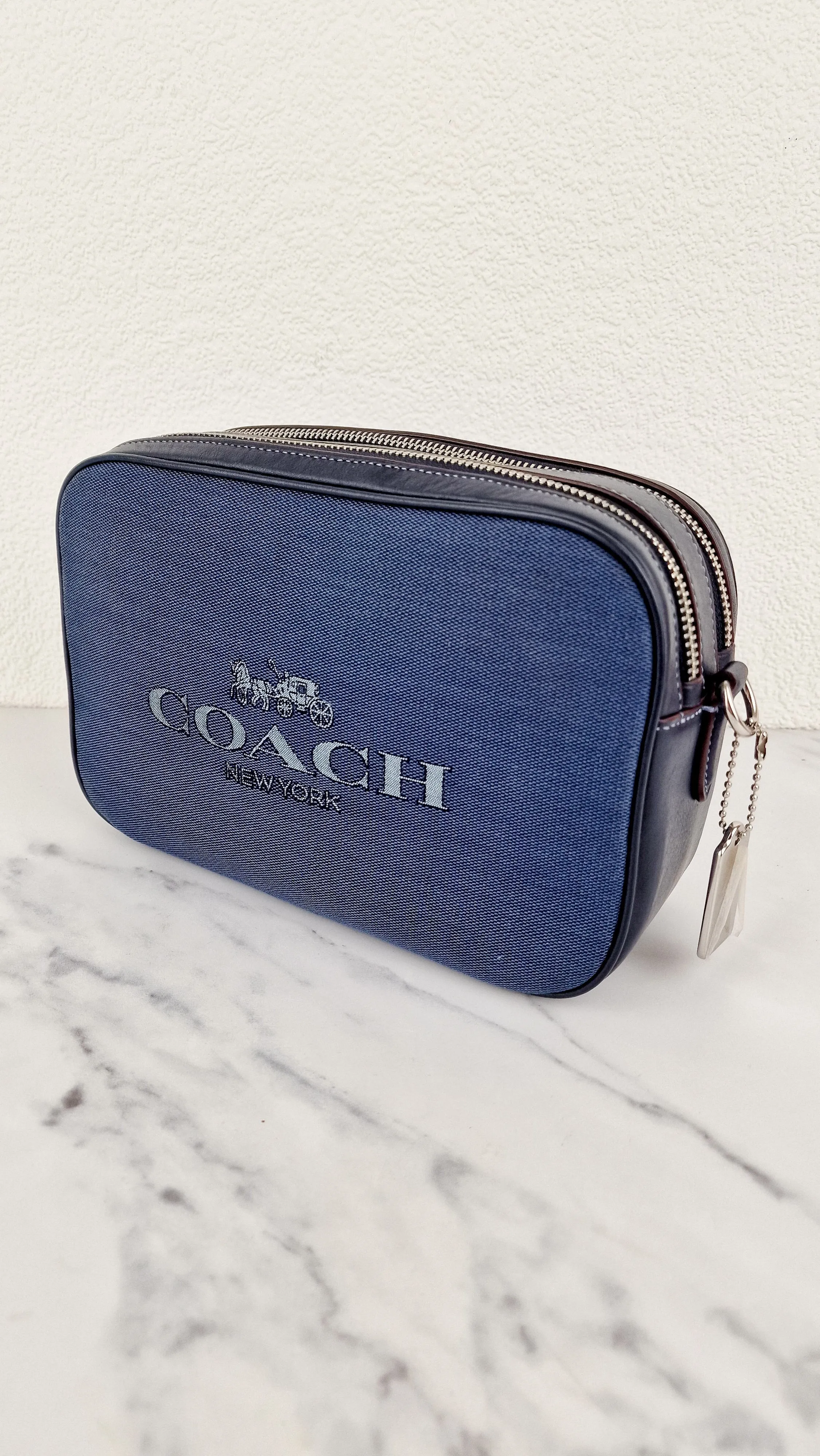 Coach Jes Crossbody Camera Bag in Denim & Navy Blue Leather - Coach 6519