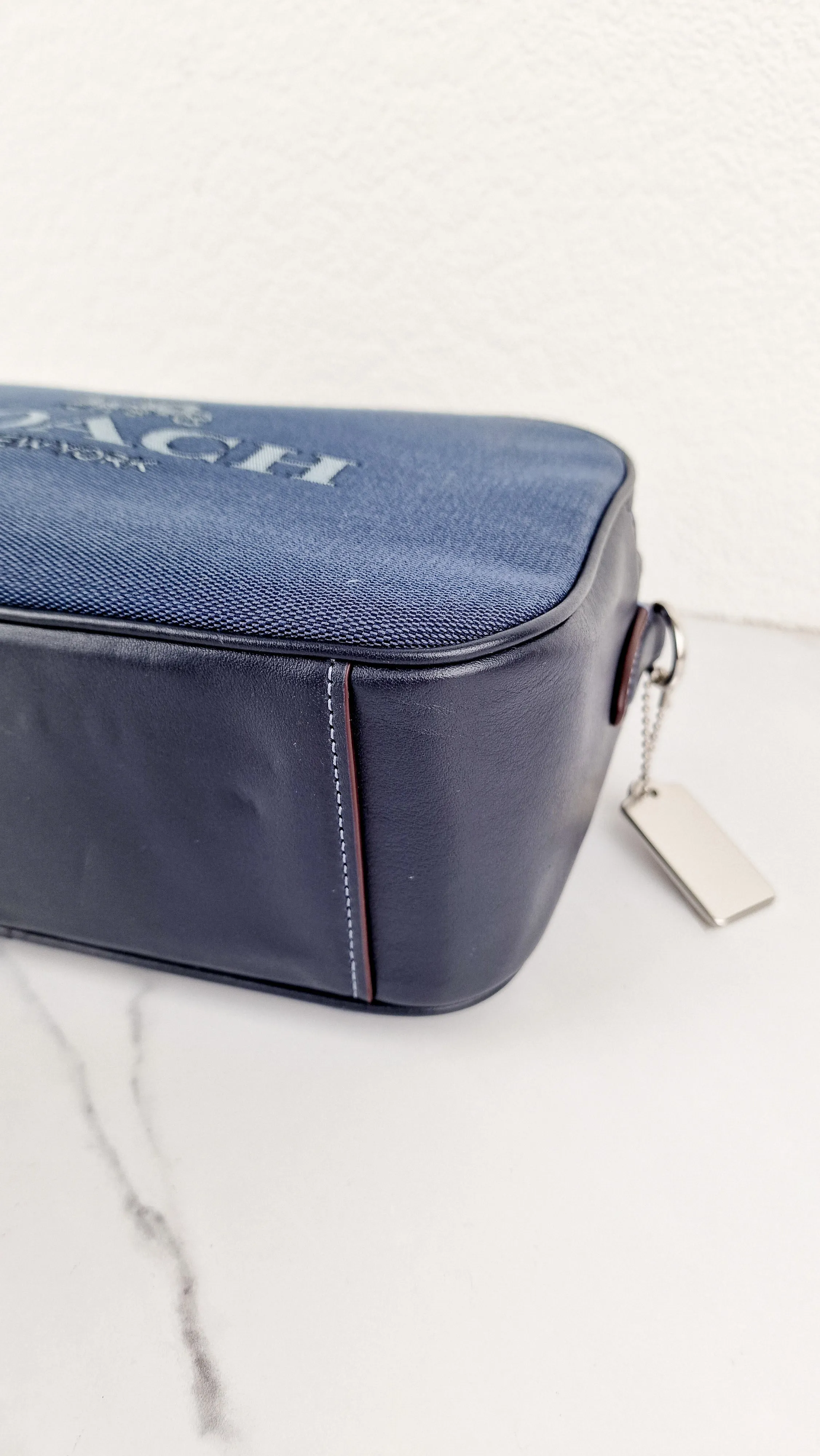 Coach Jes Crossbody Camera Bag in Denim & Navy Blue Leather - Coach 6519