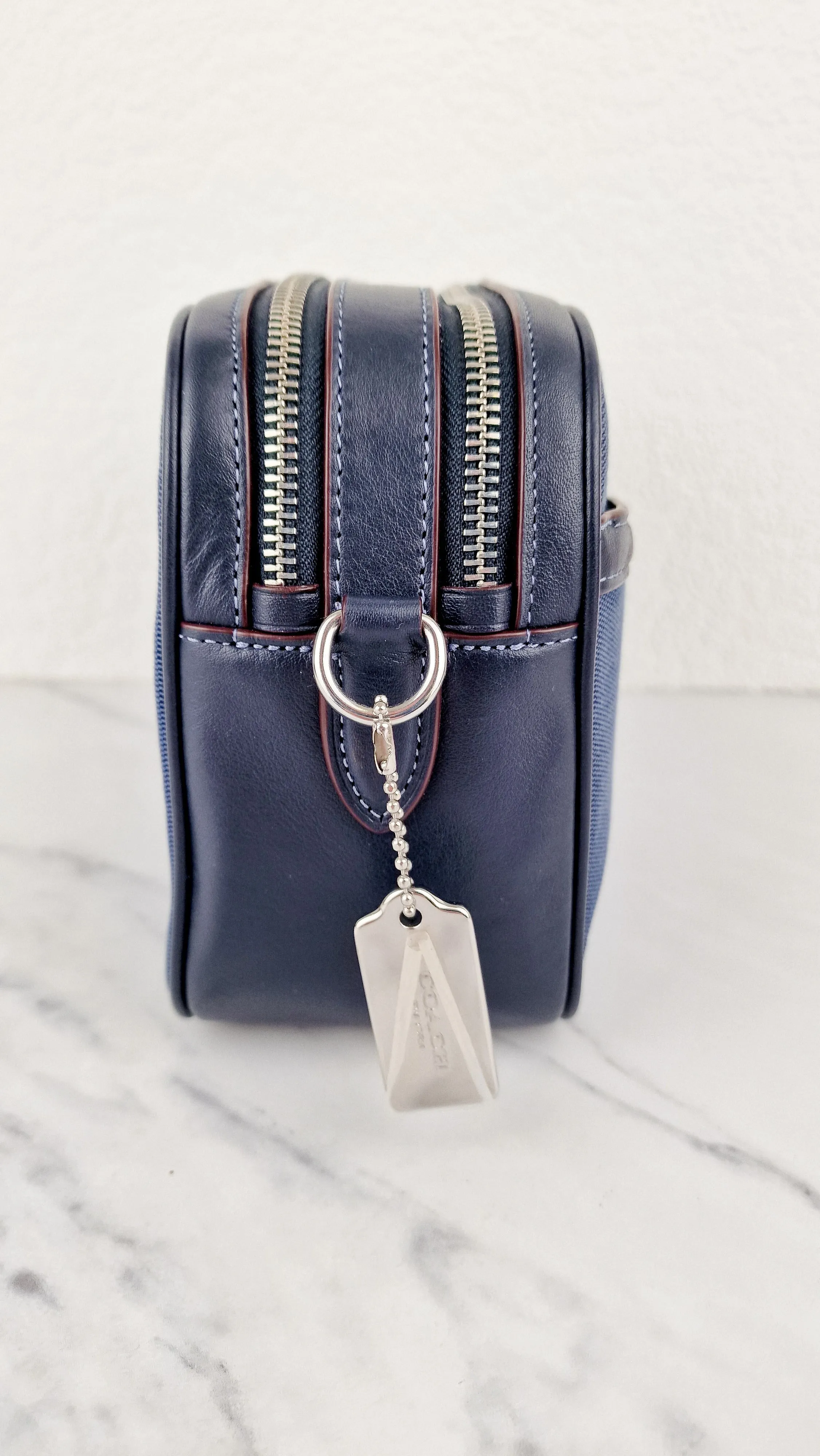 Coach Jes Crossbody Camera Bag in Denim & Navy Blue Leather - Coach 6519