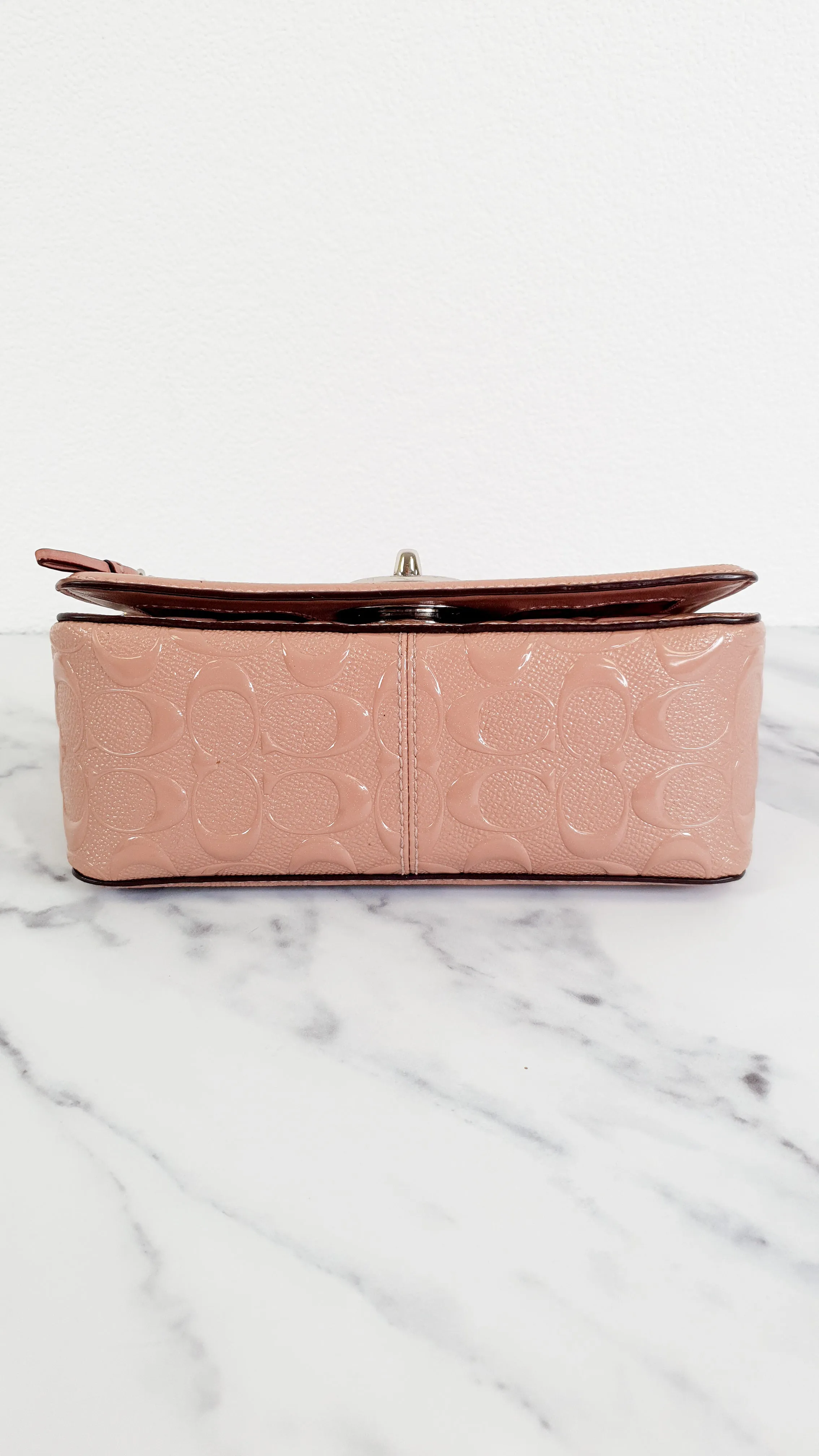 Coach Lex Small Flap Bag in Signature Debossed Patent Leather in Blush Pink - Crossbody Bag Shoulder Bag - Coach F22292