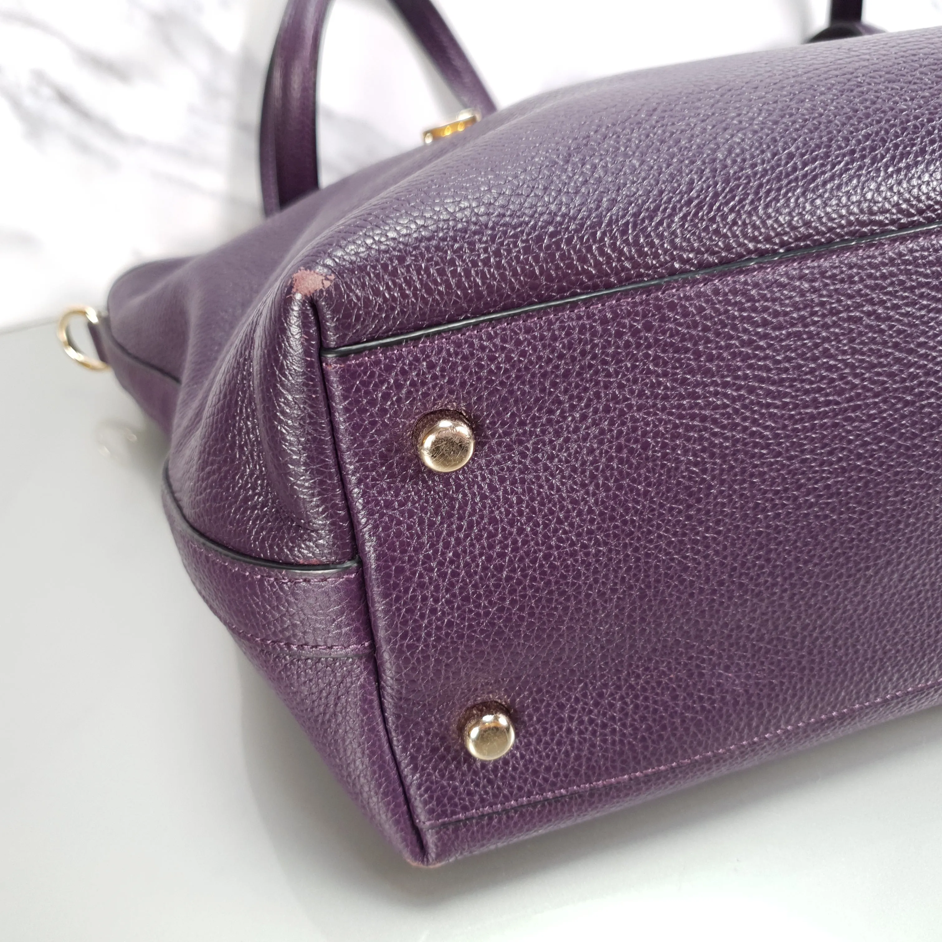 Coach Tyler Zip Tote Bag in Purple Pebble Leather