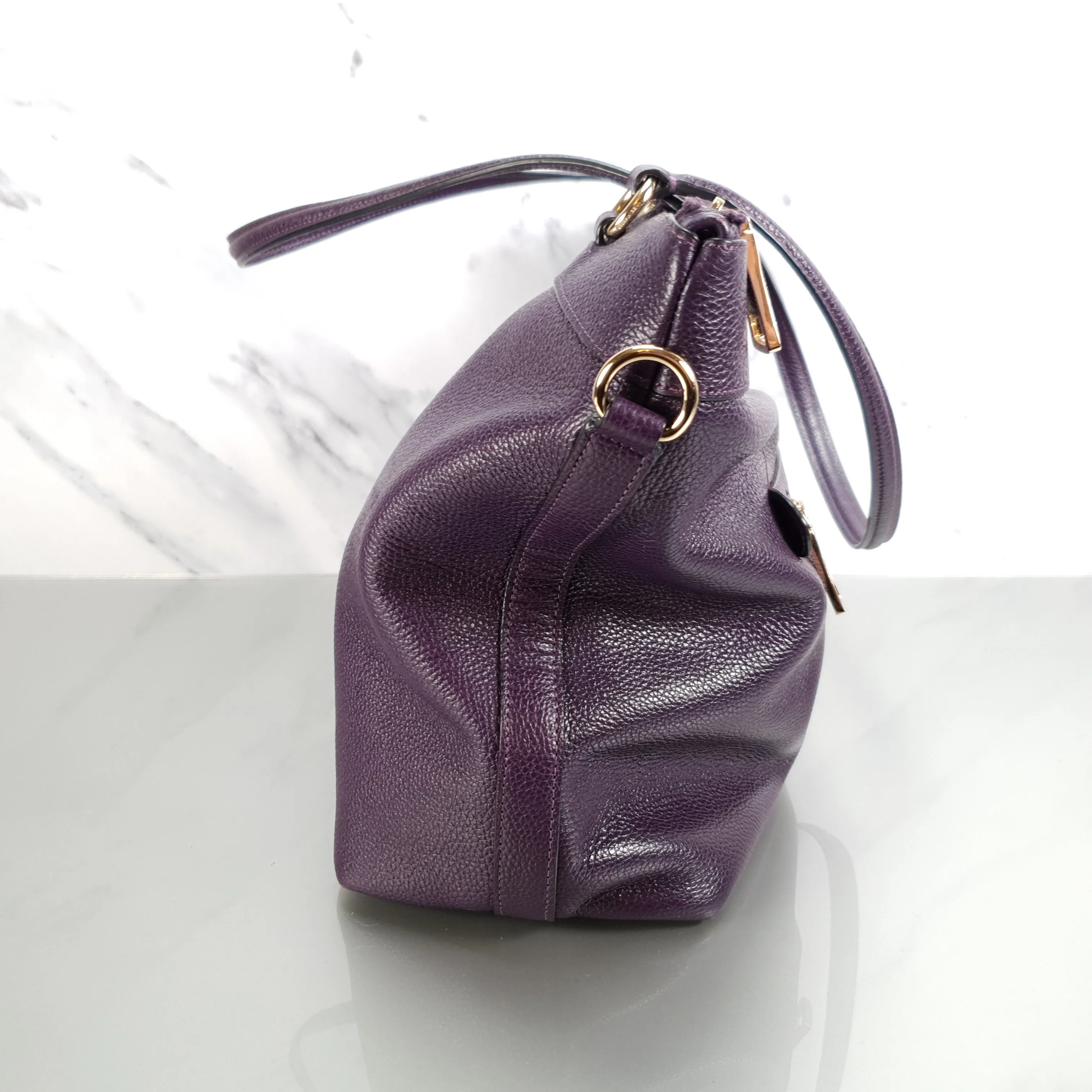 Coach Tyler Zip Tote Bag in Purple Pebble Leather
