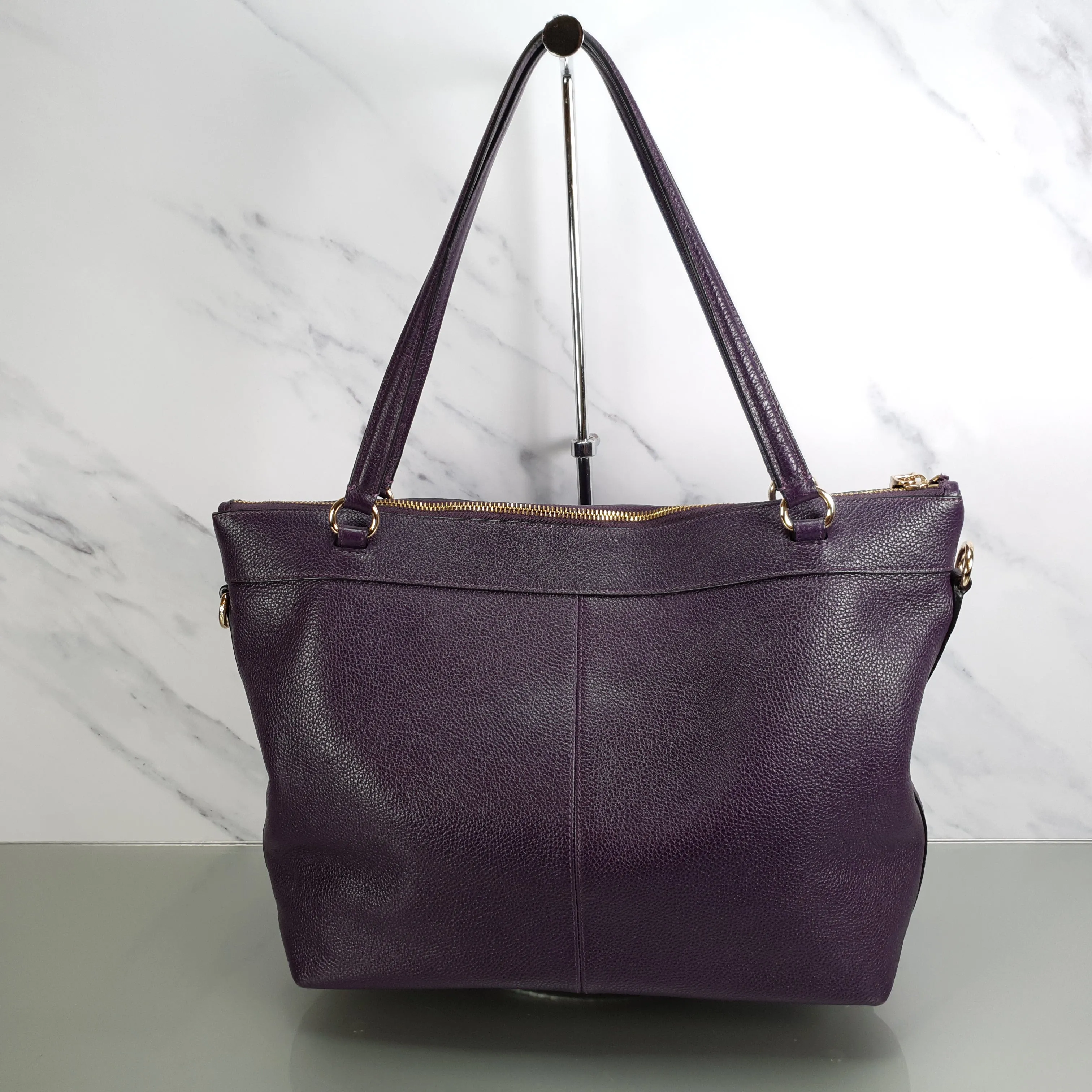 Coach Tyler Zip Tote Bag in Purple Pebble Leather