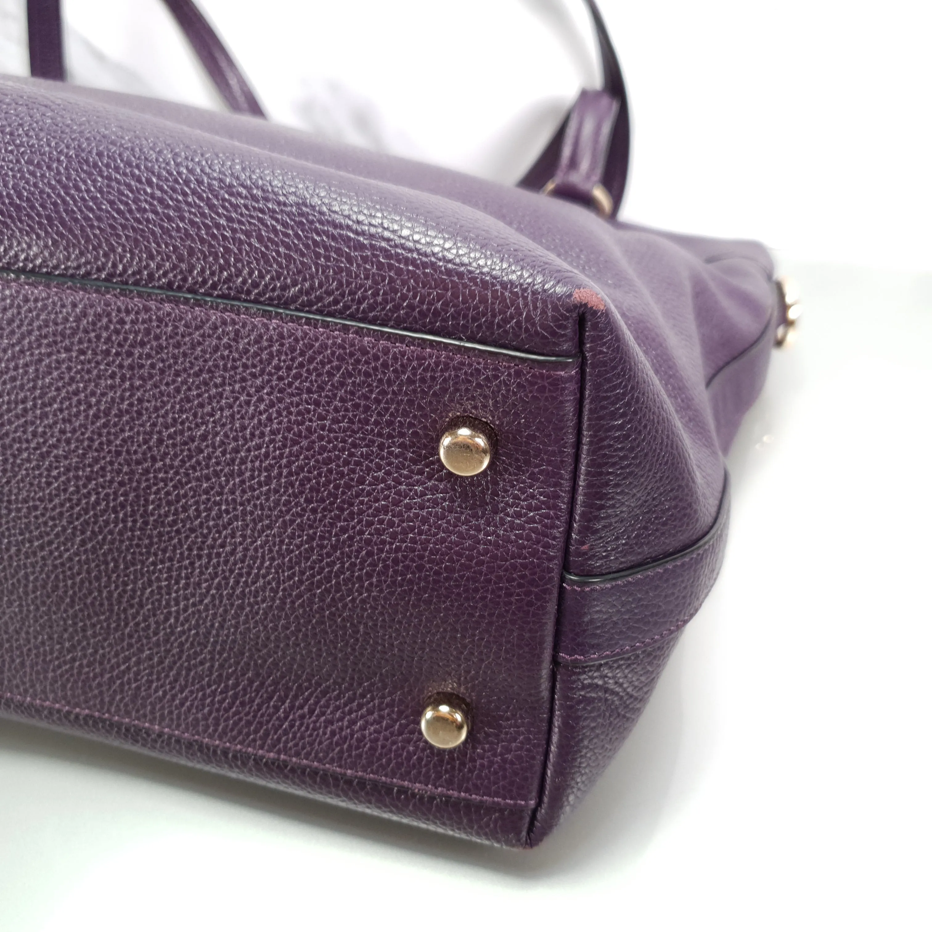 Coach Tyler Zip Tote Bag in Purple Pebble Leather