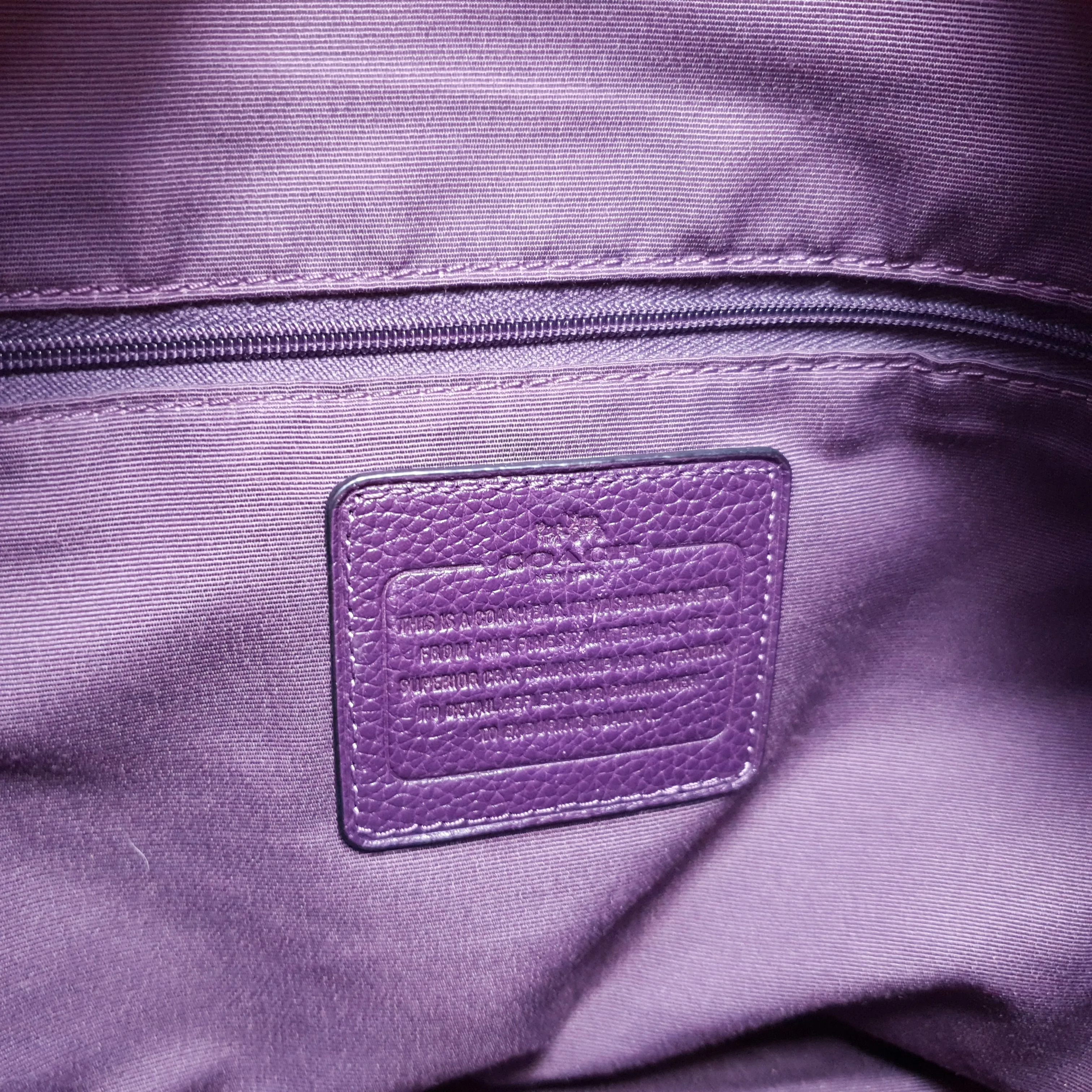 Coach Tyler Zip Tote Bag in Purple Pebble Leather