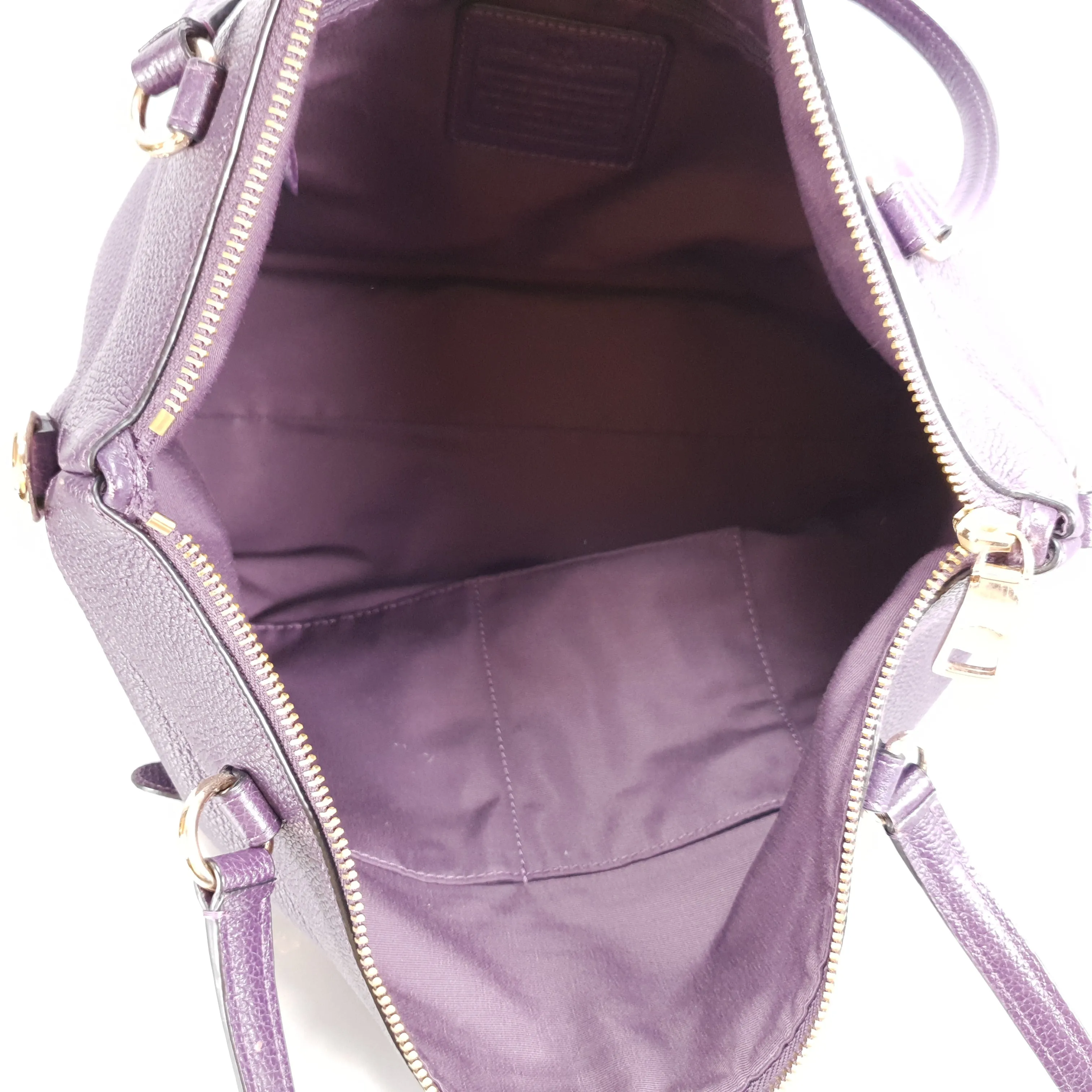 Coach Tyler Zip Tote Bag in Purple Pebble Leather