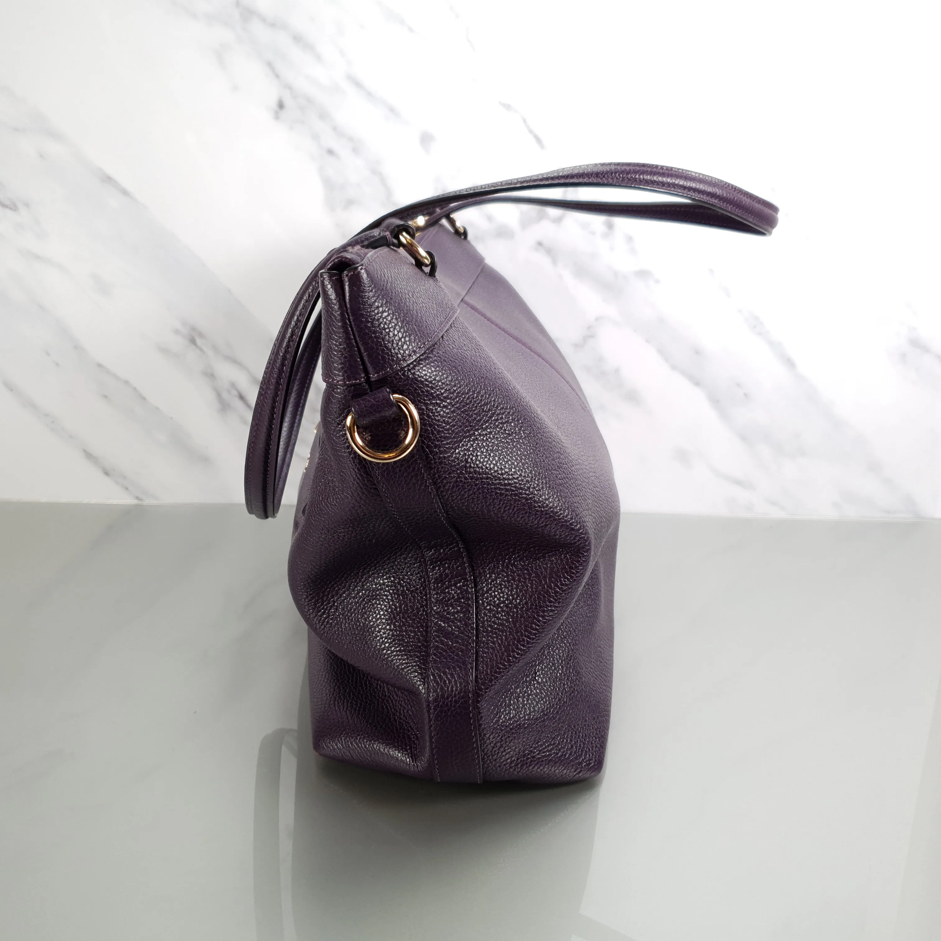 Coach Tyler Zip Tote Bag in Purple Pebble Leather