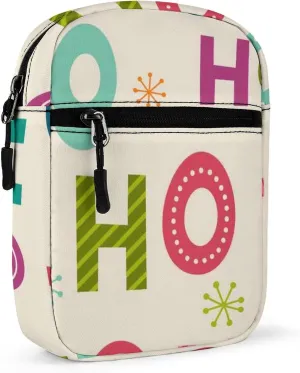 Colorful Santa Claus Laugh Snowflakes Vintage Adjustable Fanny Waist Pack Pouch, Waterproof Crossbody Runners Bag Wallet for Gym Hiking Fitness Women Men 6.1 x 2.2 x 7.9 inch