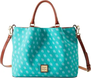Dooney & Bourke Women's Gretta Brenna Satchel in Coated Cotton, Large Handbag with Adjustable & Detachable Shoulder Strap
