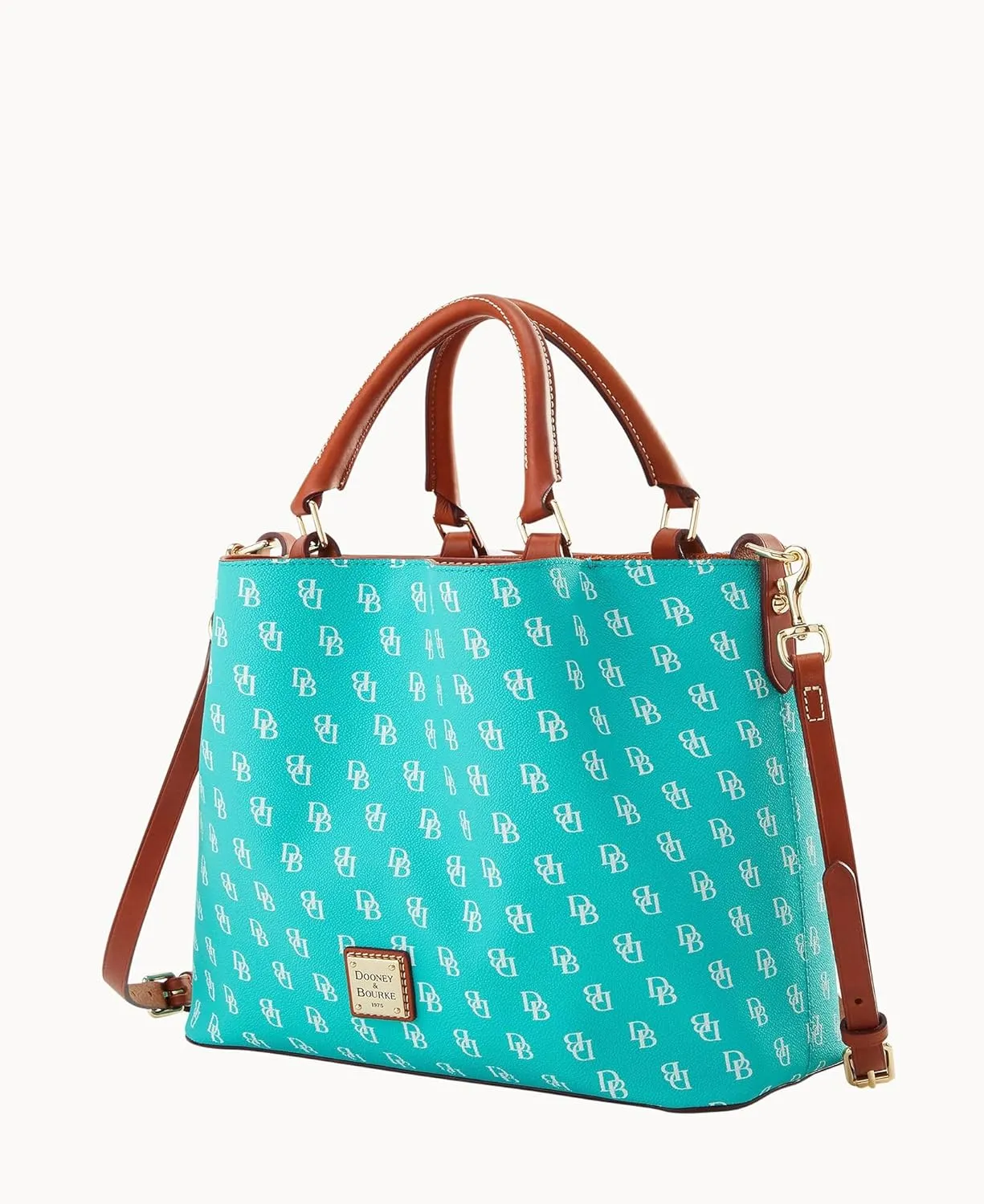 Dooney & Bourke Women's Gretta Brenna Satchel in Coated Cotton, Large Handbag with Adjustable & Detachable Shoulder Strap
