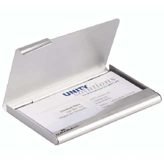 Durable Business Card Box Aluminium 20 Capacity