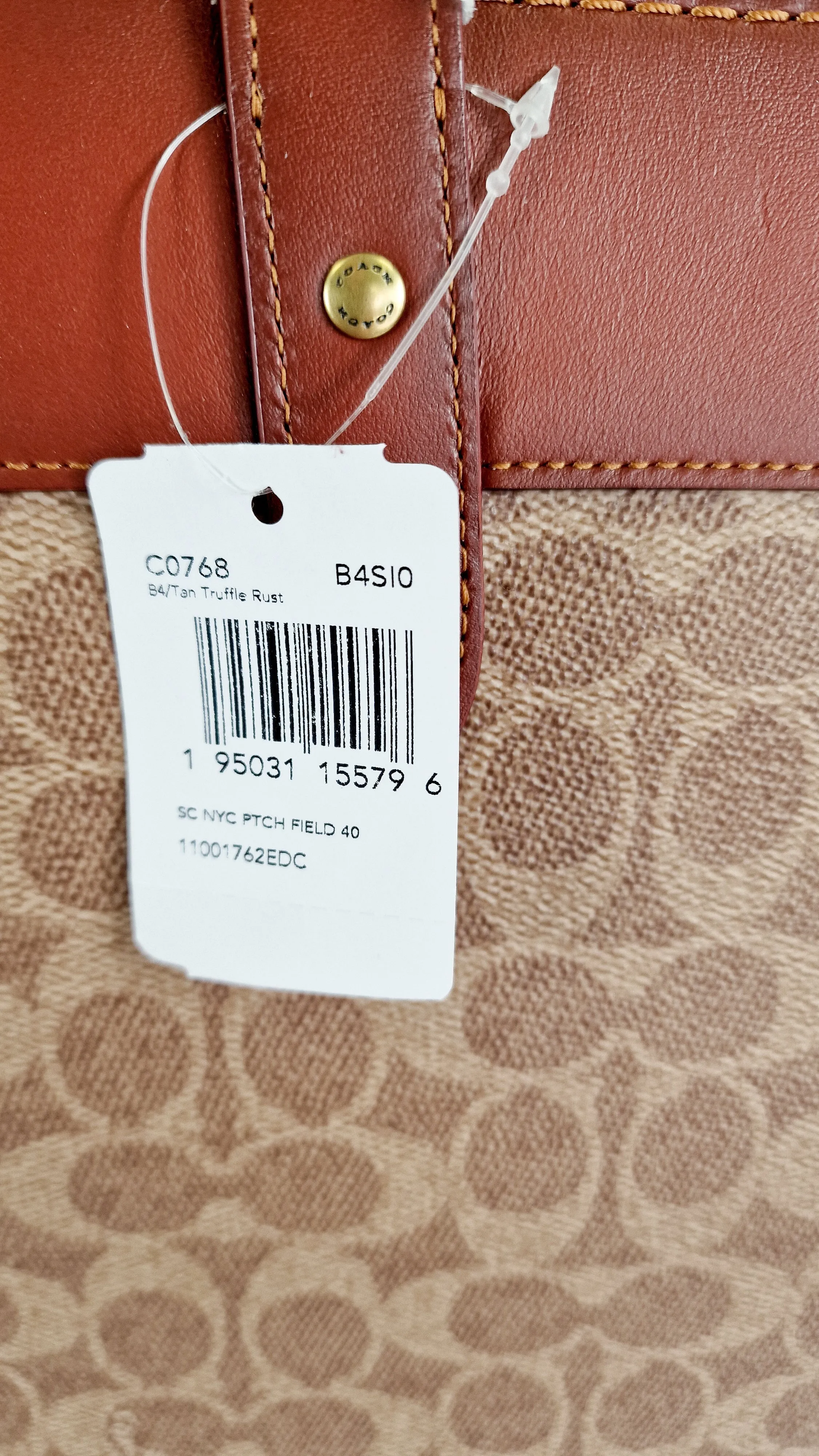 Field Tote 40 in Signature Canvas with Souvenir Patches and Pins Empire State Rexy - Tan Rust Saddle Brown Shoulder Bag Crossbody - Coach C0768