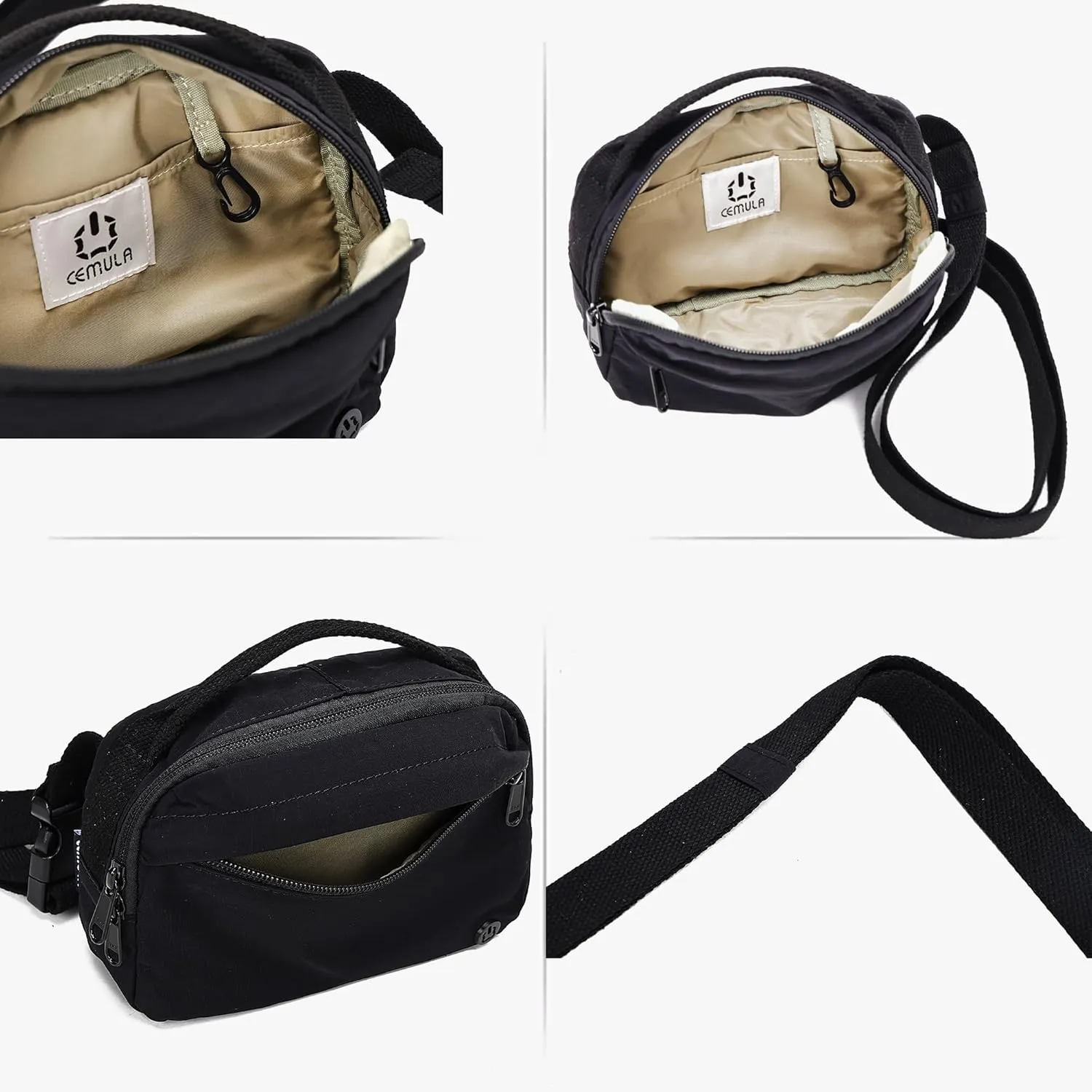 Funny Pack Belt Bag Small Crossbody Unisex for Workout Running Hiking Travel Gift Water Resistant Durable Soft Material multifunctional (Black)
